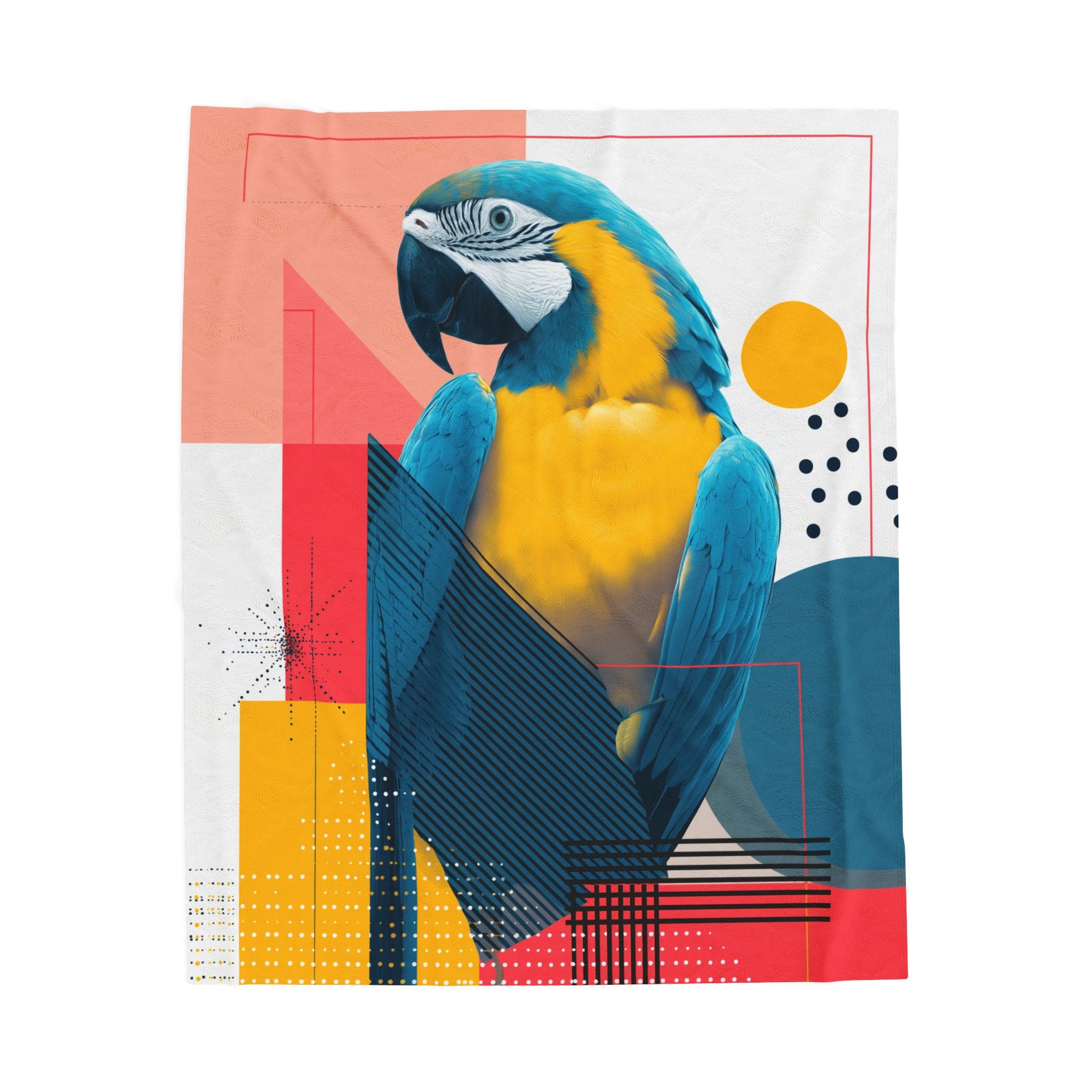 Feathered Geometry Quilt Cover, Doona Cover, Duvet : Modern Macaw Portrait, Abstract Graphic Design Poster   |    Custom Orders Available