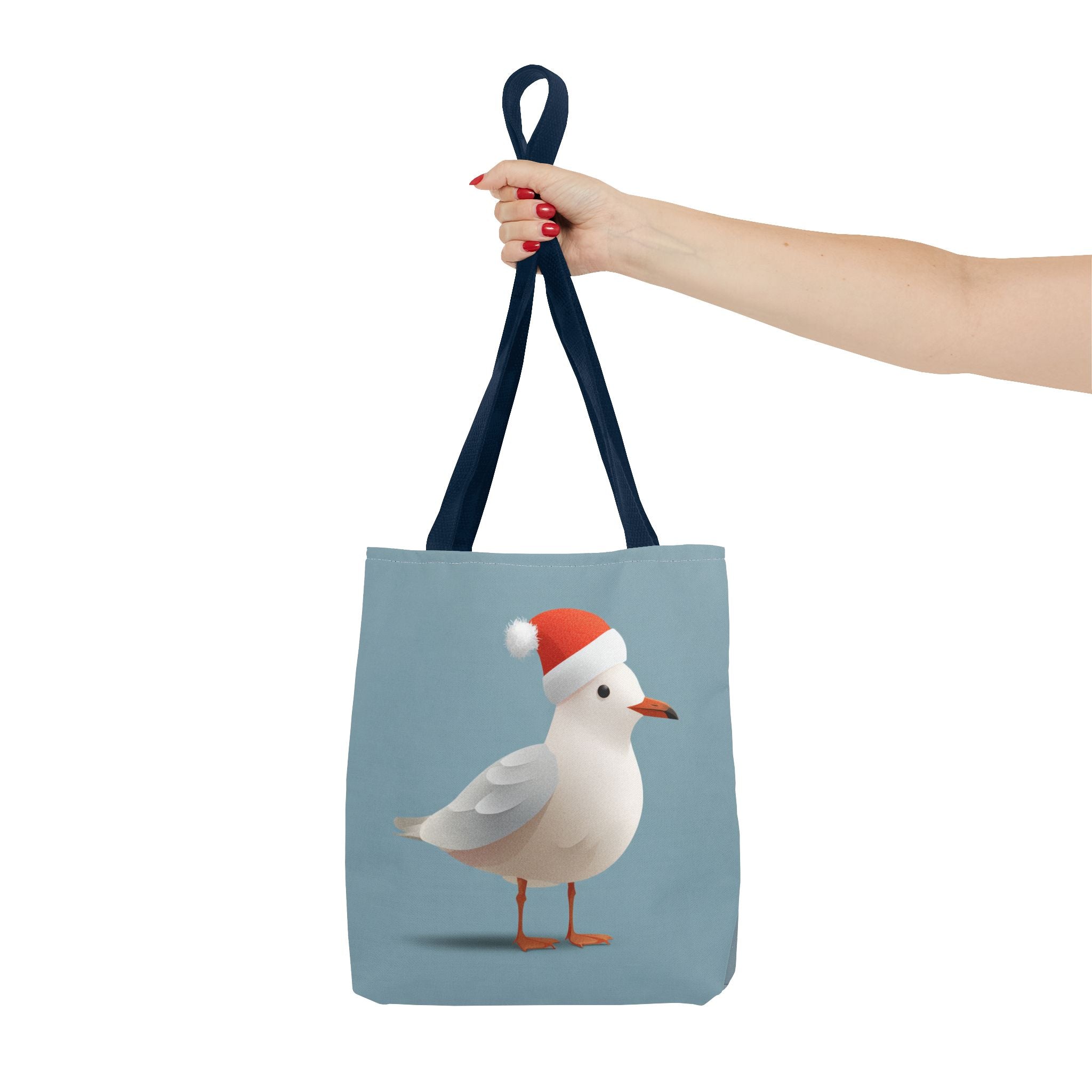 Christmas Seagull Tote Bag, Holiday Shopping Bag, Eco-Friendly Gift Bag, Cute Coastal Accessories, Winter Tote for Bird Lovers