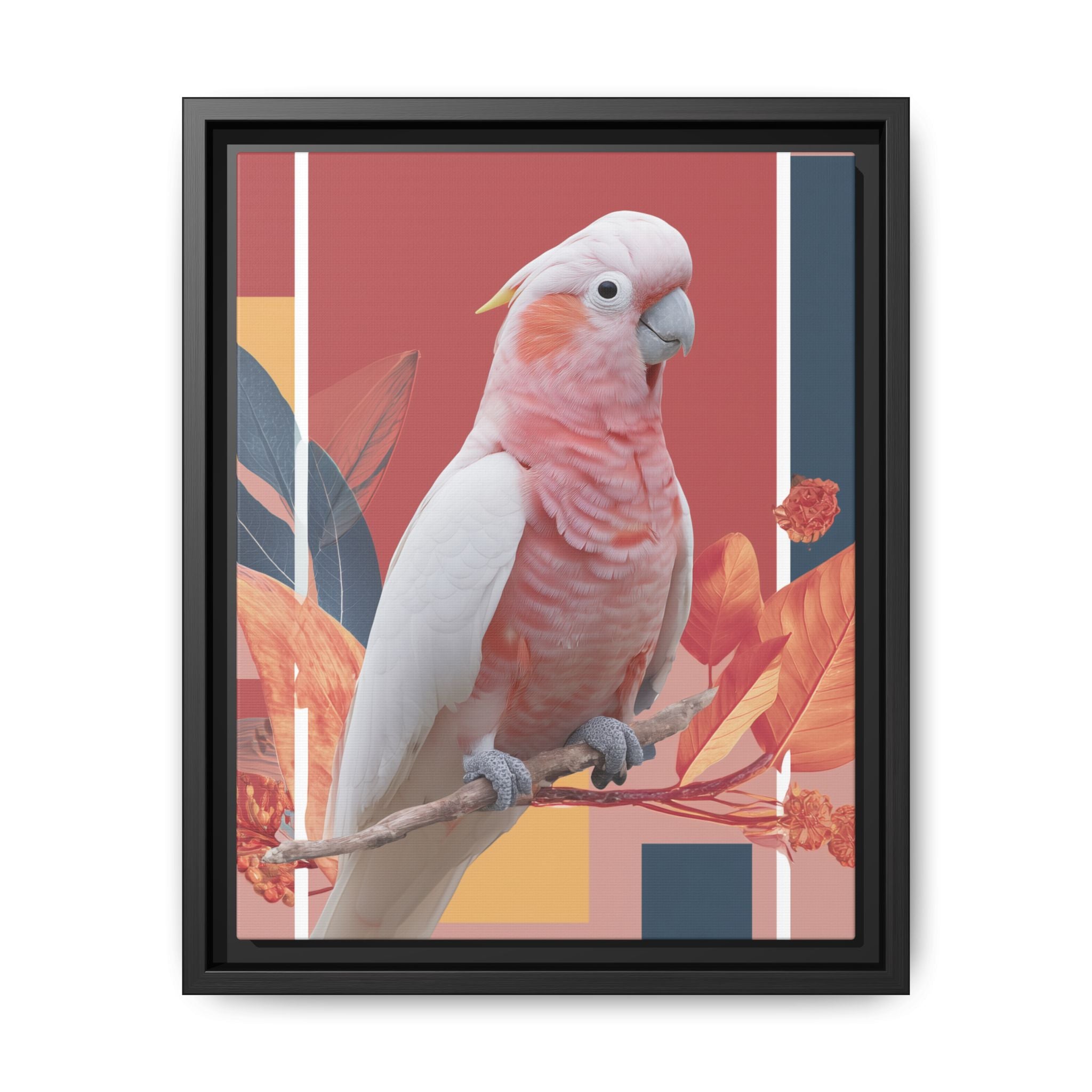 Framed Print: Cockatoo in Contemporary Geometric Style, Modern Avian Art Collection   |  Personalized & Custom Orders Available