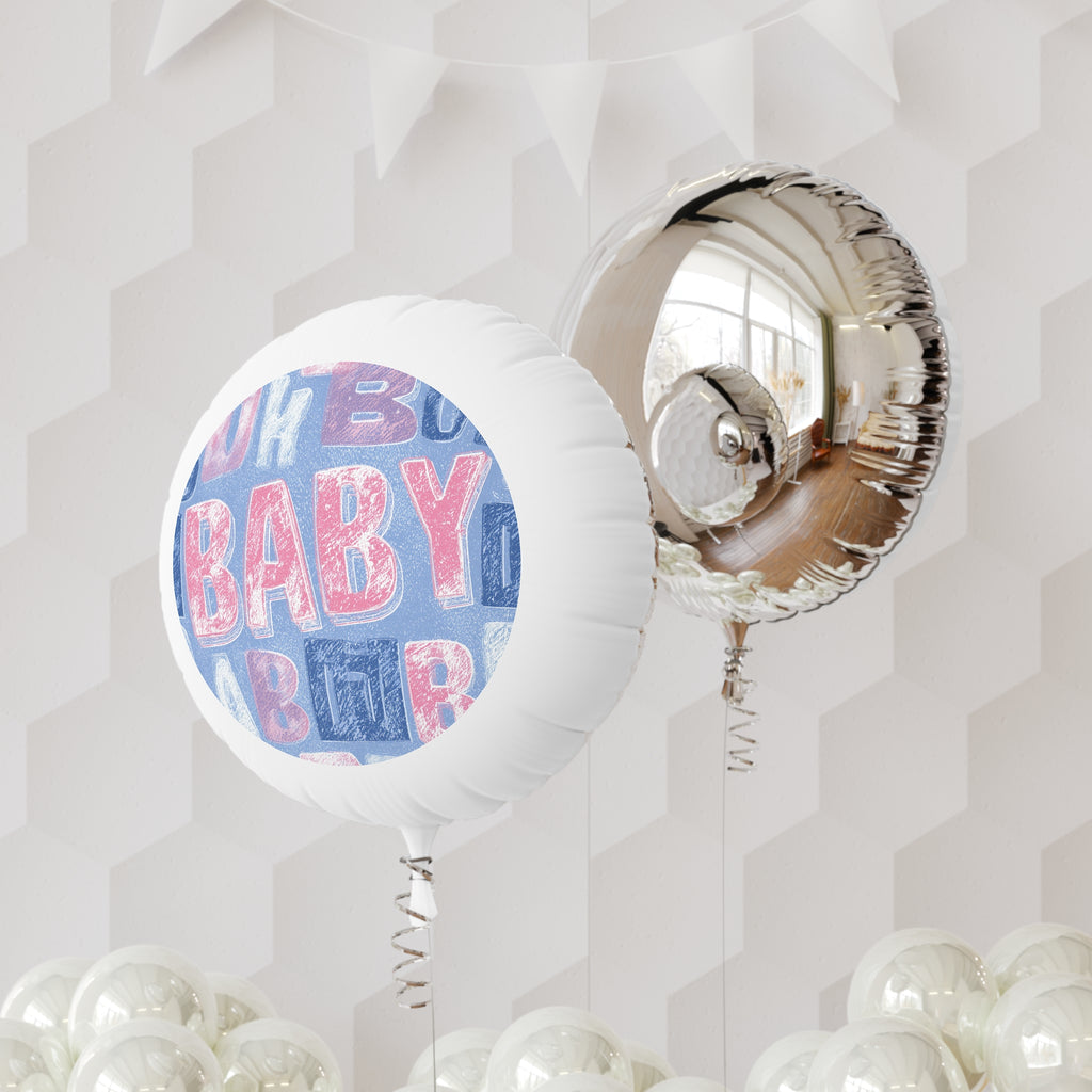 Baby Gender Reveal Mylar Balloon — 'BABY' Pink & Blue Patterned Helium Balloon