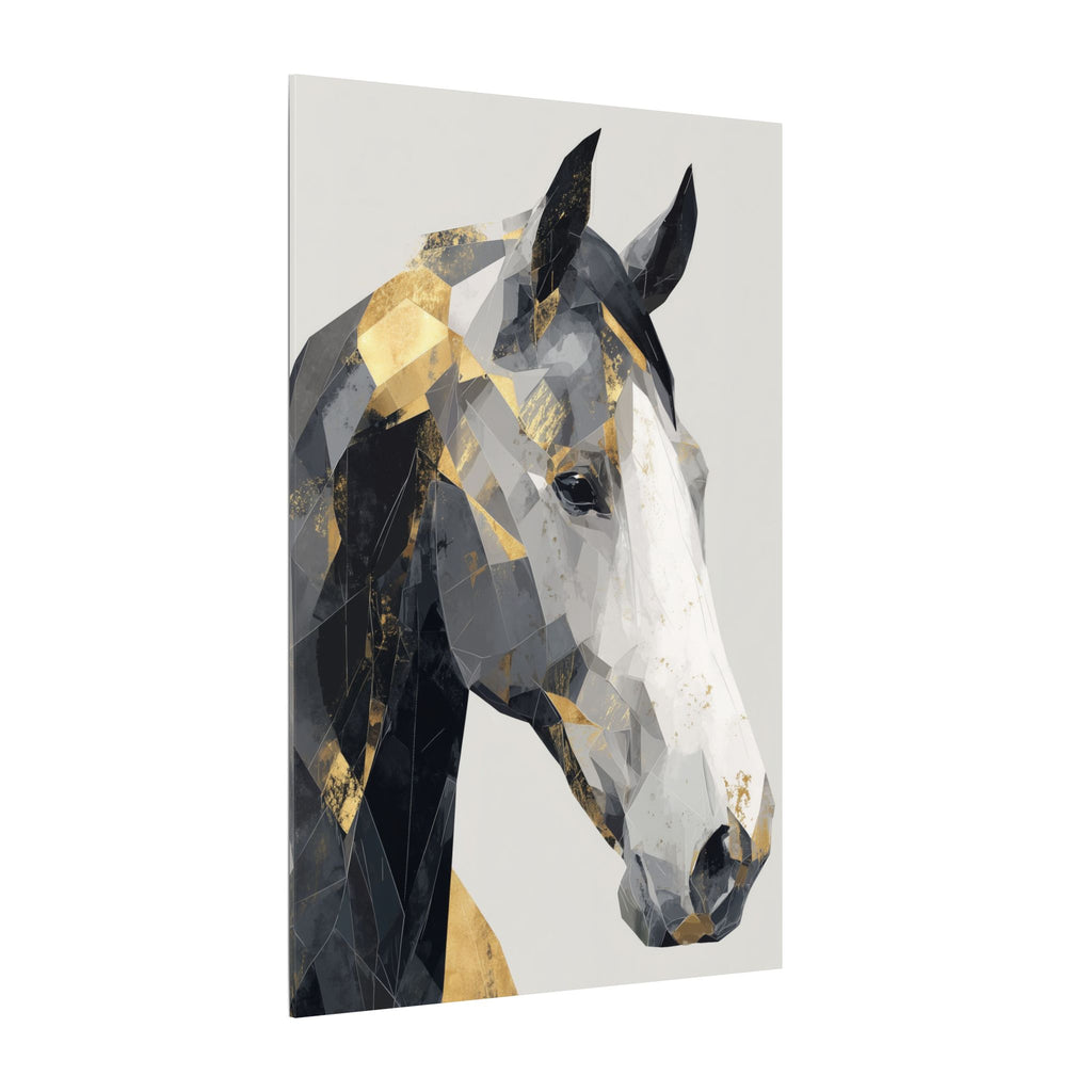 Fractal Equine: Geometric Horse Portrait, Digital Mosaic Artwork, Metallic Angular Design   |  Personalized & Custom Orders Available