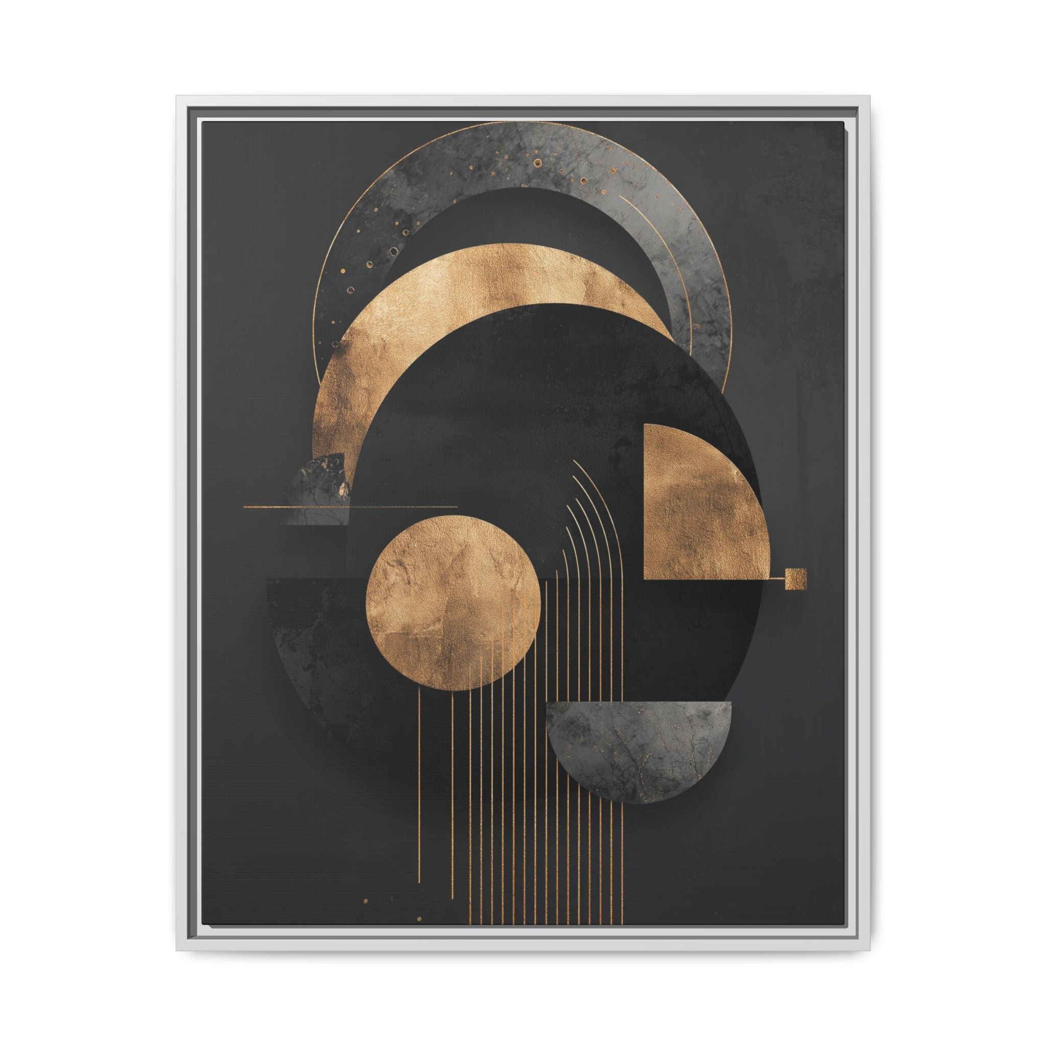 Geometric Resonance: Abstract Gold and Black Design, Minimalist Architectural Art, Modern Metallic Composition   |   Custom Orders Accepted