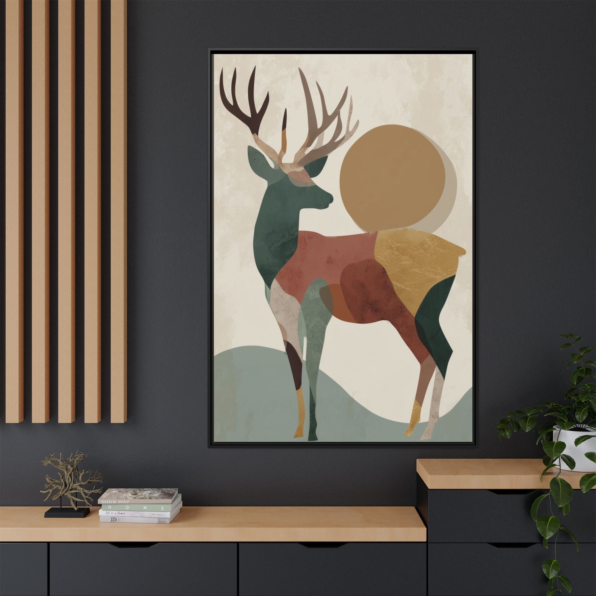 Geometric Deer Mosaic Framed Print : Modern Abstract Wildlife Art, Minimalist Nature Print   |  Personalized & Custom Orders Available