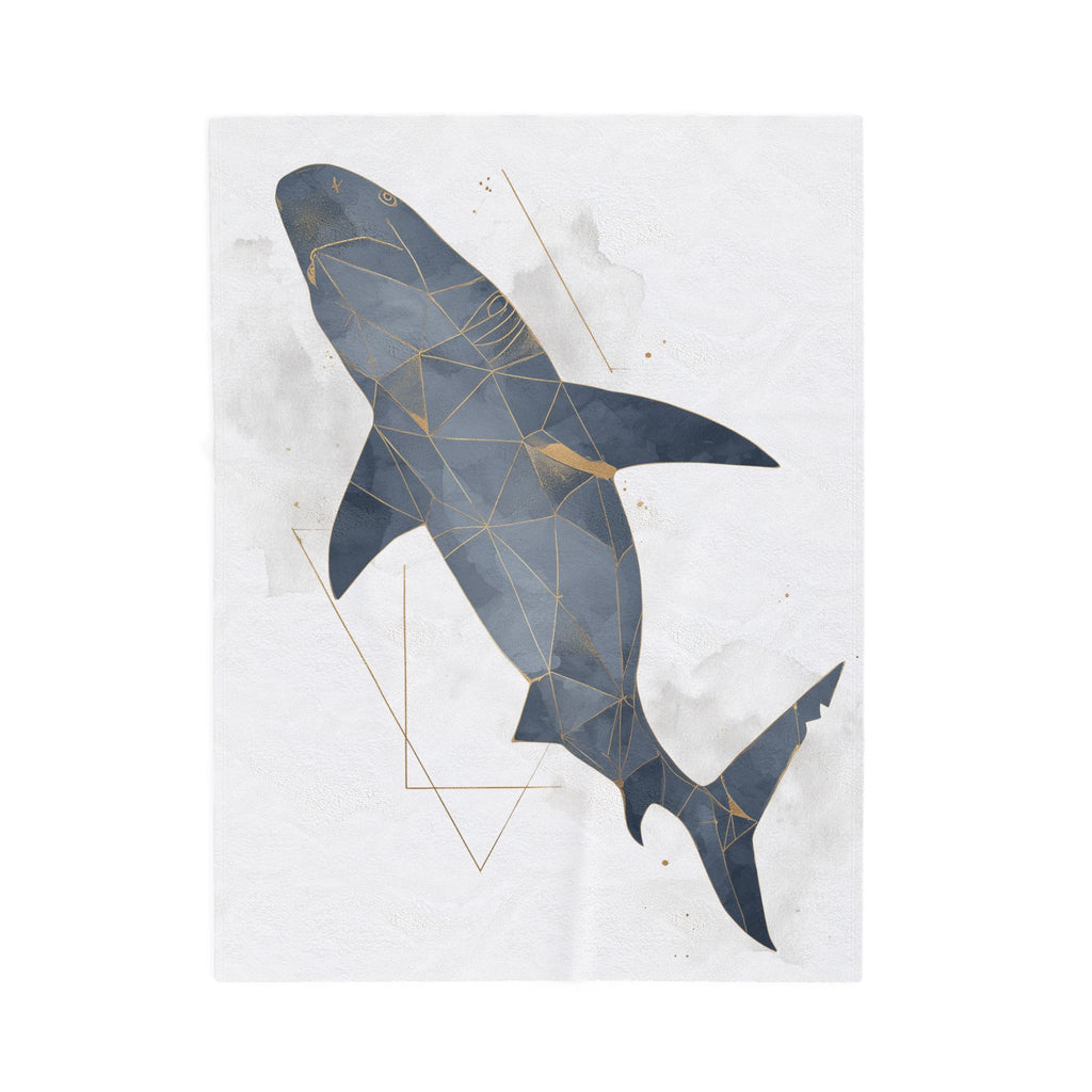 Polygonal Shark Blanket, Abstract Aquatic Design, Mosaic Oceanic Illustration   |  Personalized & Custom Orders Available