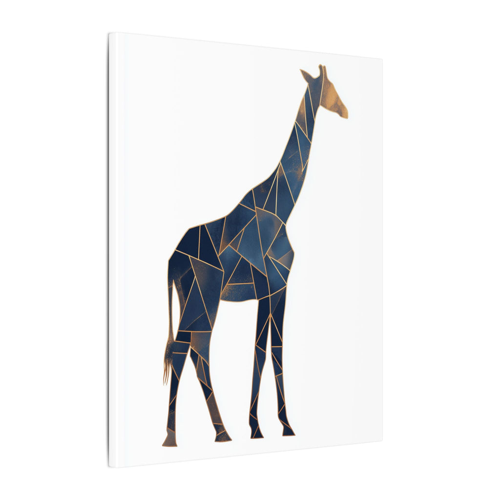 Geometric Giraffe: Mosaic Animal Portrait, Blue Triangular Design, Contemporary African Wildlife Art   |  Personalized & Custom Orders