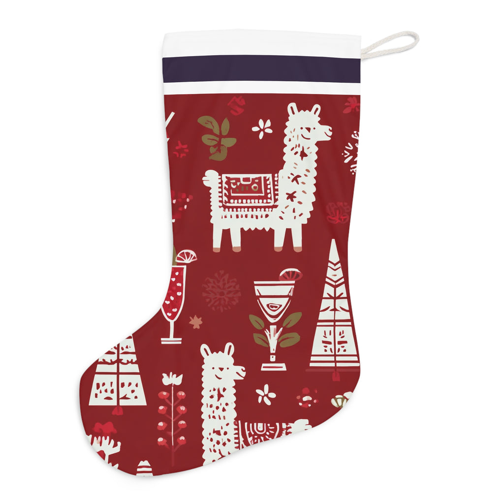 Whimsical Machu Piccu Peruvian Christmas Stocking, Festive Holiday Decor, Cute Llama Stocking, Cozy Home Accent, Unique Stocking Gift