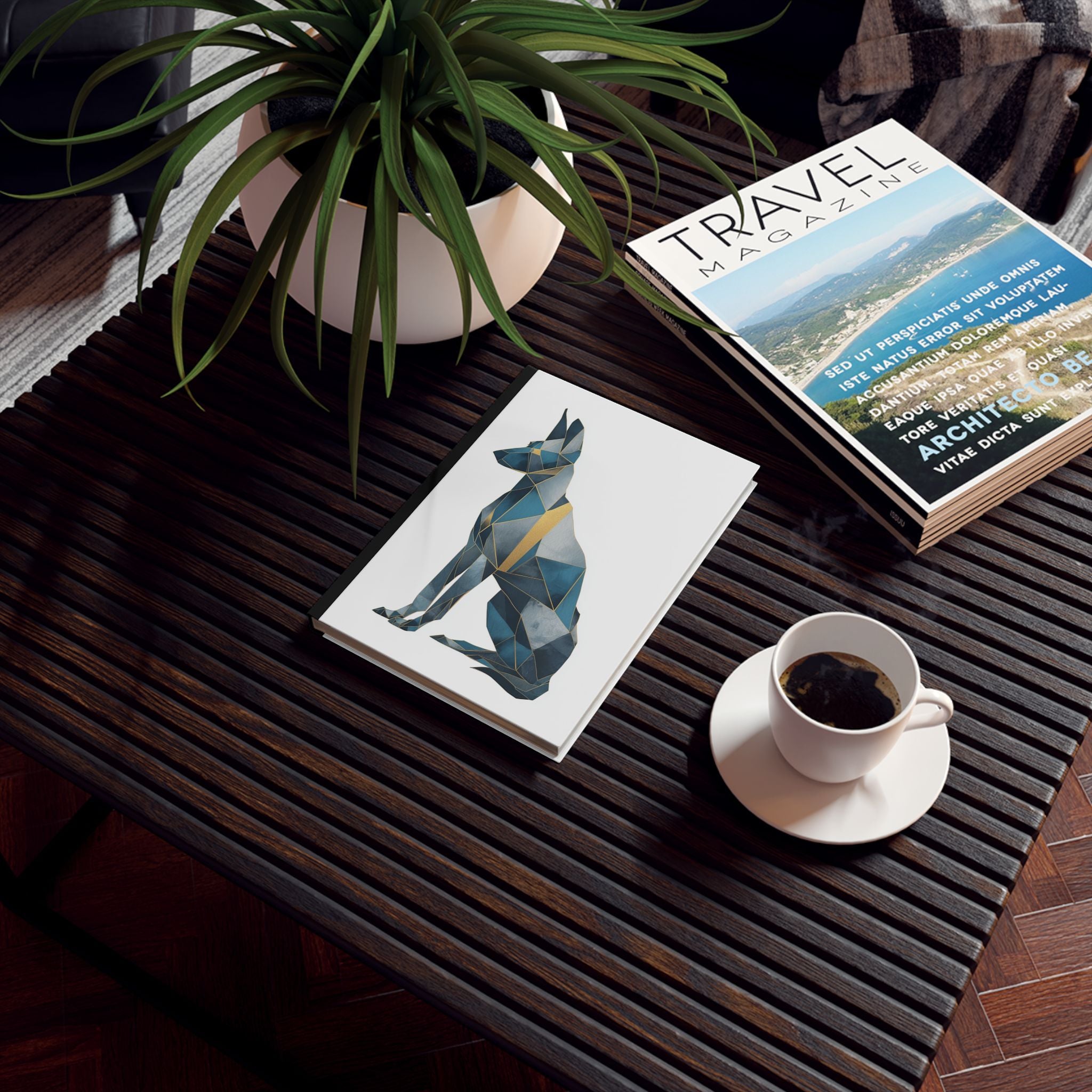 Personalized Dog Journal    |  Geometric Canine Elegance: Polygonal Dog Portrait, Modern Mosaic Design, Abstract Geometric Art