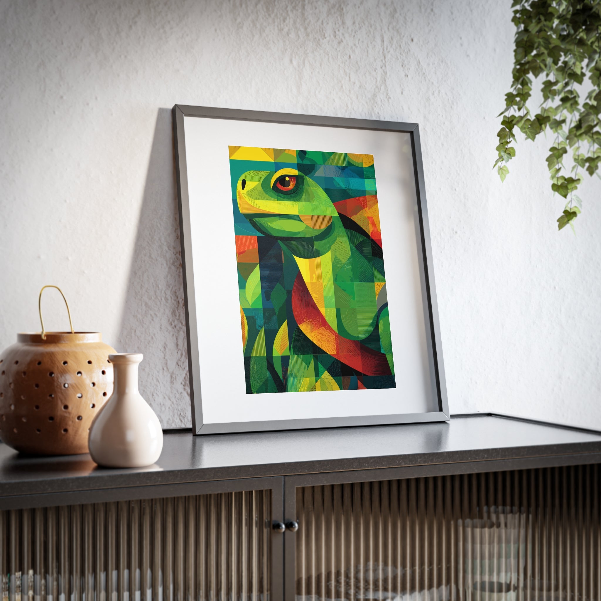 Vibrant Turtle Art Framed Poster, Colorful Decor, Nature-Inspired Home Decor, Unique Gift for Animal Lovers, Modern Art Print Amazon Jungle