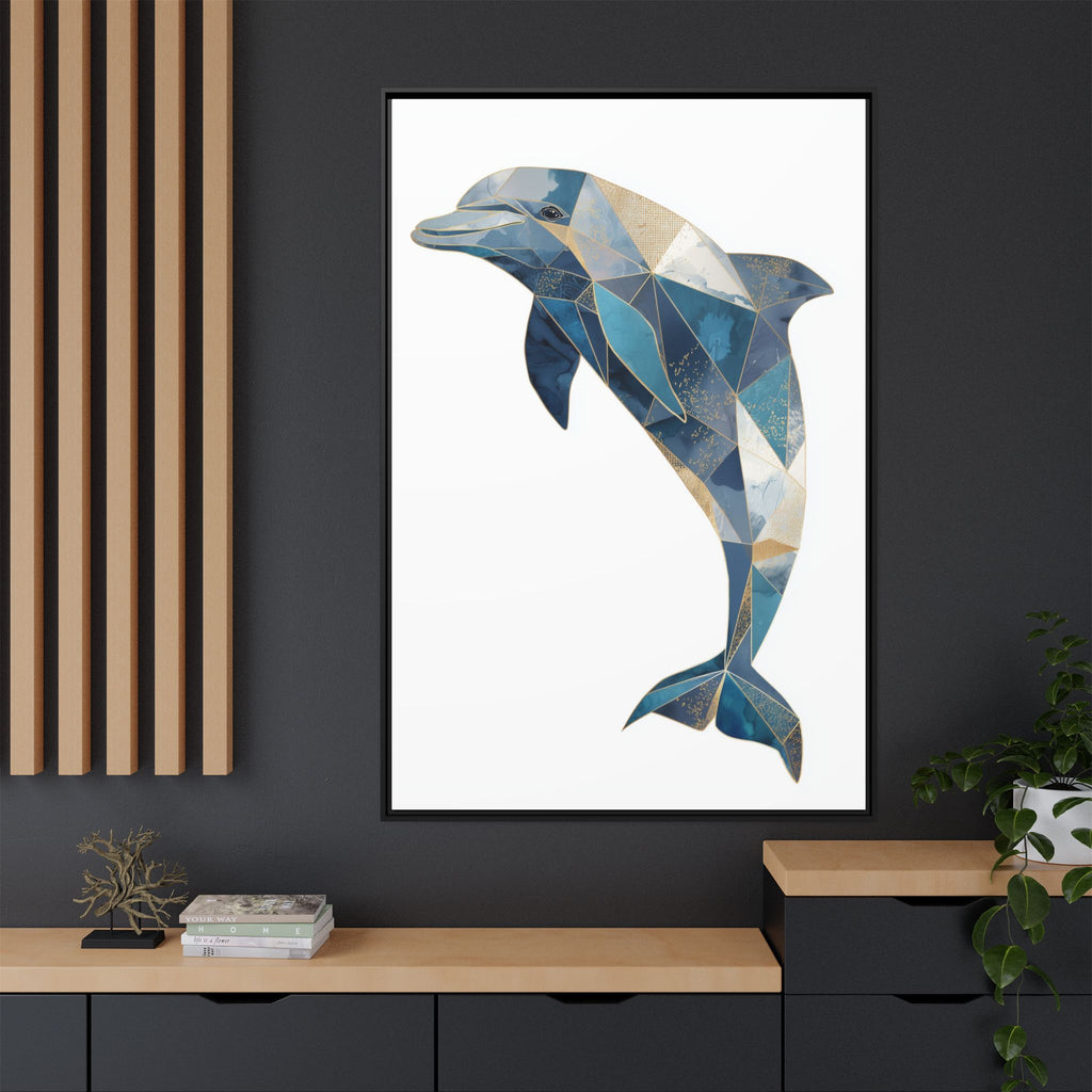 Geometric Dolphin Mosaic Framed Print , Contemporary Marine Art   |  Personalized & Custom Orders Available