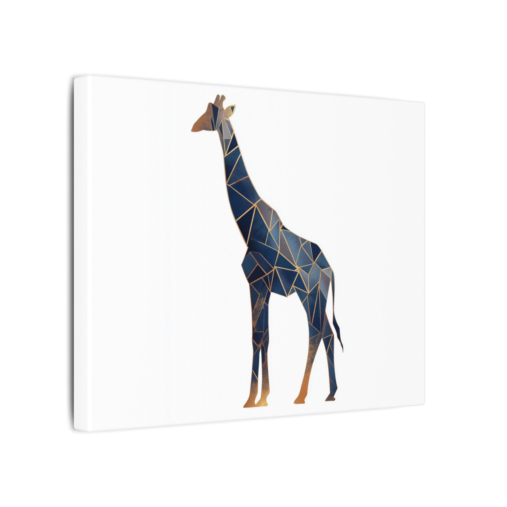 Prismatic Giraffe: Geometric Wildlife Art, Modern Mosaic Deconstruction, Angular Blue and Bronze Composition   |  Personalized & Custom