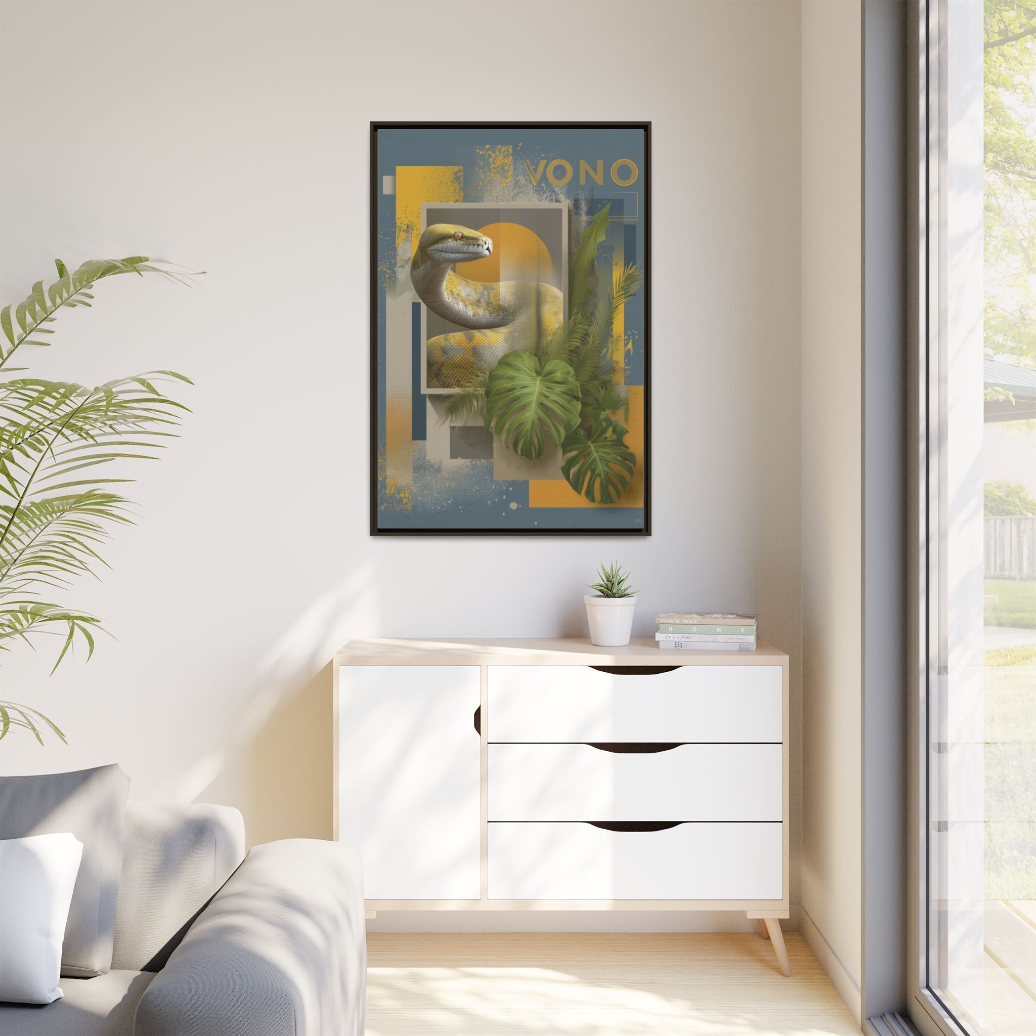 Serpent of Geometric Dimensions: Tropical Vono Design, Abstract Wildlife Art   |  Personalized & Custom Orders Available