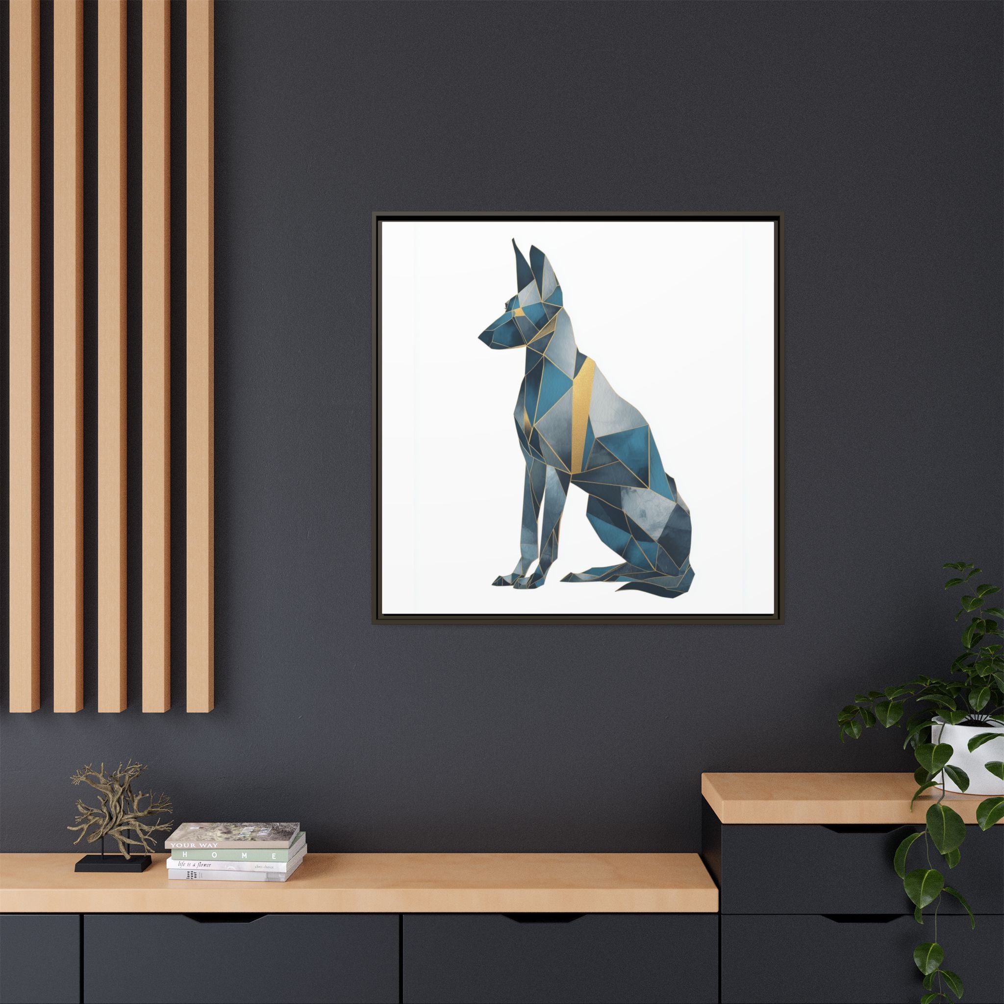 Geometric Canine Mosaic: Fractured Blue Shepherd, Modern Polygonal Art   |  Personalized & Custom Orders Available