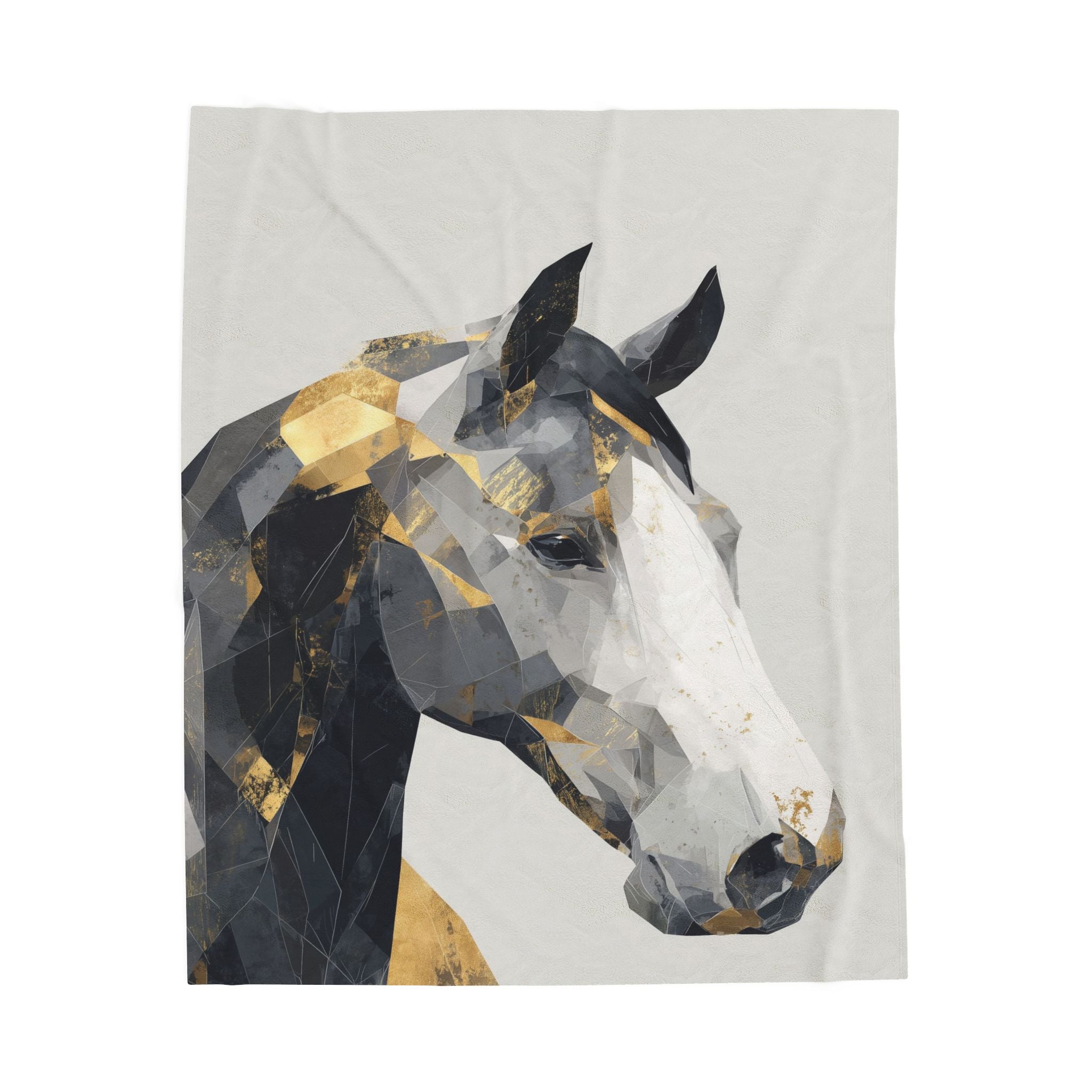 Geometric Equine Elegance: Cubist Horse Portrait, Angular Modern Art, Metallic Gold Contemporary Design   |  Personalized & Custom Orders