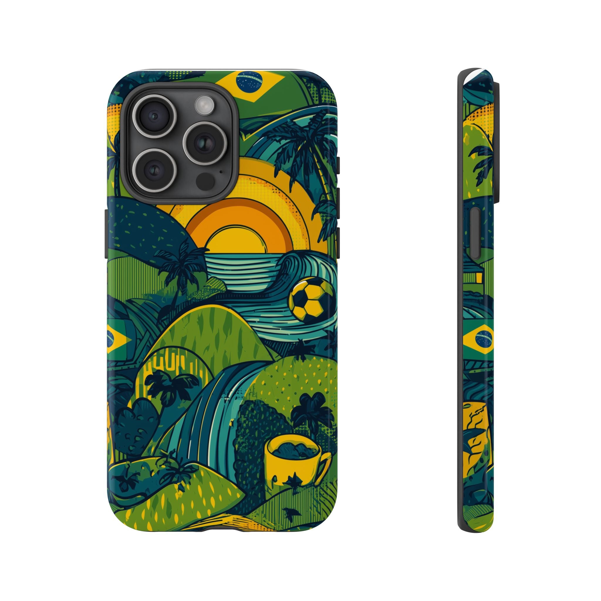 Brazil Tough Cases: Sporty Tropical Phone Case, Fun Beach Vibe Phone Accessory, Summer Travel Gift, Colorful Phone Cover, Casual Style Tech