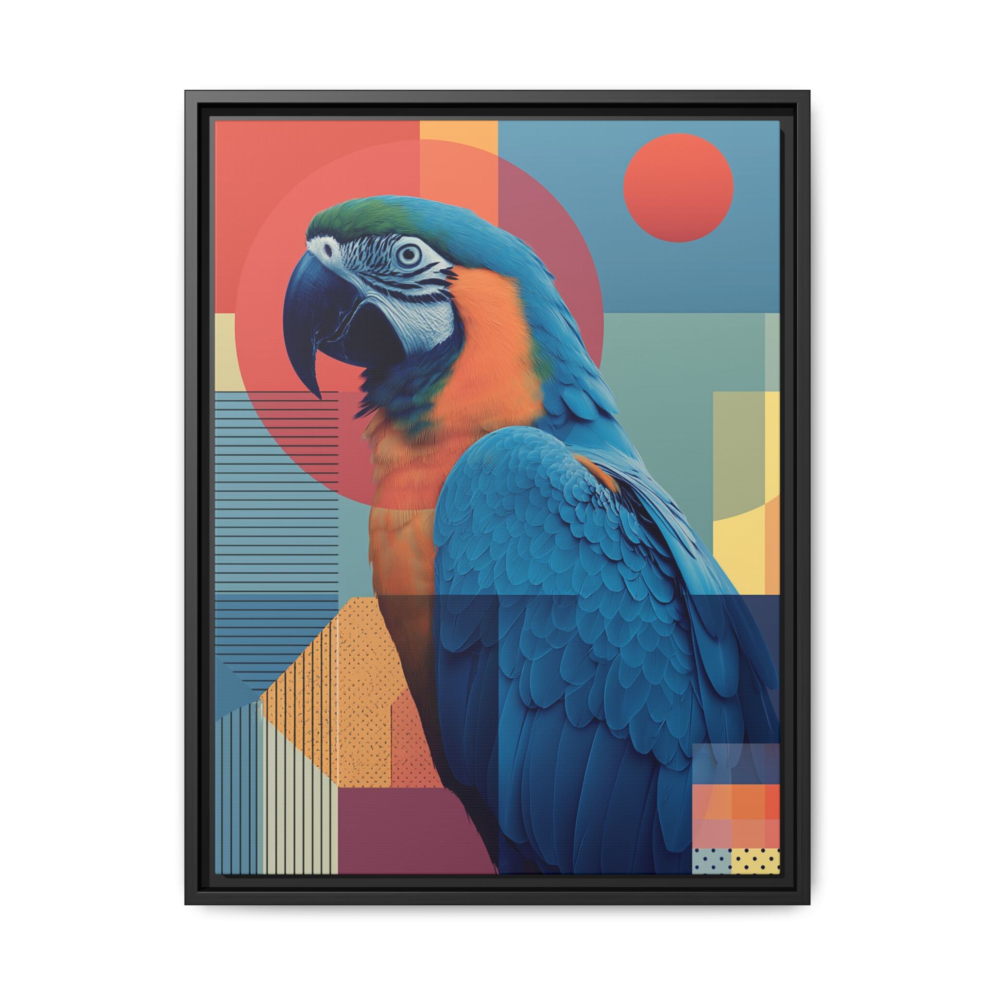 Macaw Geometric Framed Print : Mid-Century Modern Bird Art, Tropical Parrot Print   |  Personalized & Custom Orders Available