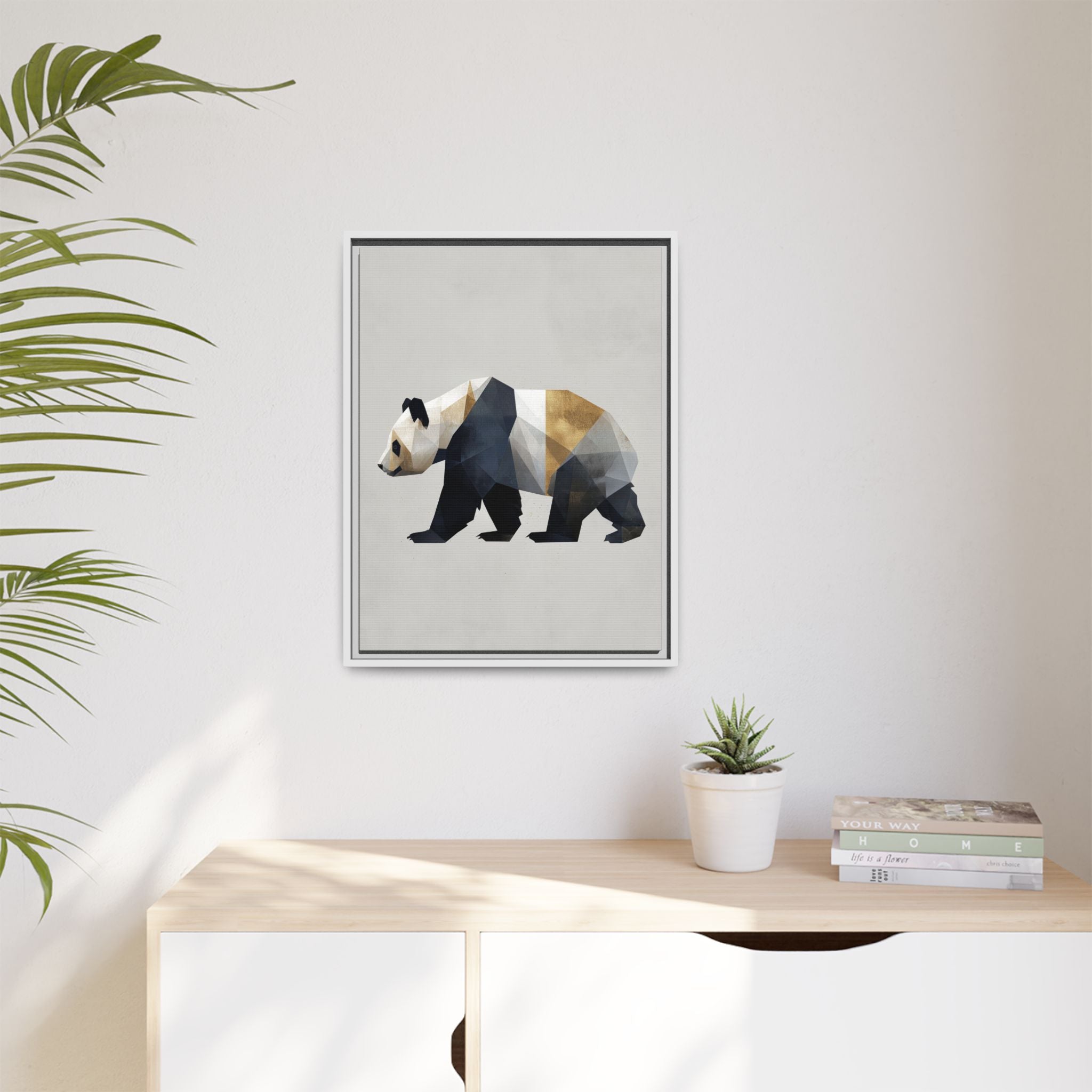 Geometric Panda: Low-Poly Digital Art, Metallic Contemporary Design   |  Personalized & Custom Orders Available