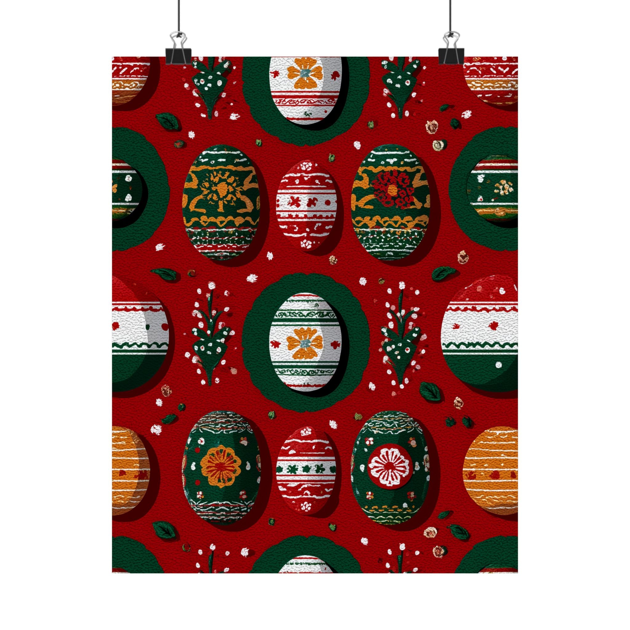 Festive Christmas Egg Poster, Seasonal Wall Art, Spring Decor, Holiday Decoration, Home Wall Art, Easter Gift Idea