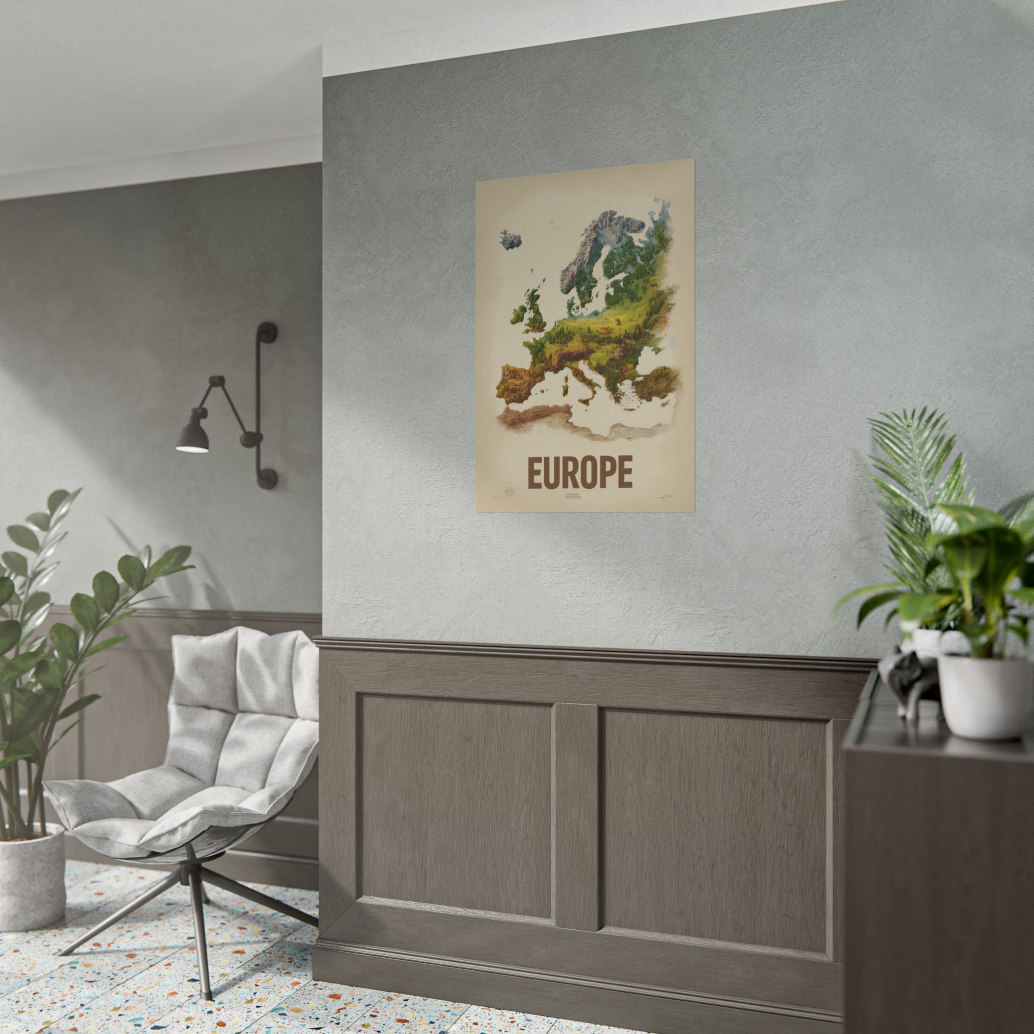 Europe Map Poster — Vintage Nature Scenic Travel Wall Art (Rolled Poster)