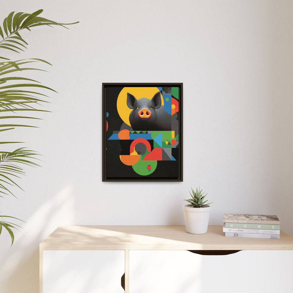 Geometric Pig Poster: Abstract Graphic Design, Colorful Modernist Composition   |    Custom Orders Available