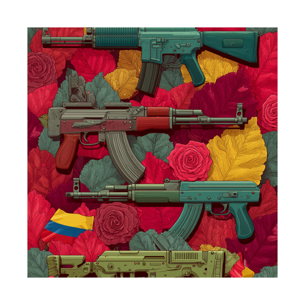 Vibrant Gun Art Vertical Poster, Unique Wall Decor, Military Theme Art, Home Office Decoration, Gift for Gun Enthusiasts