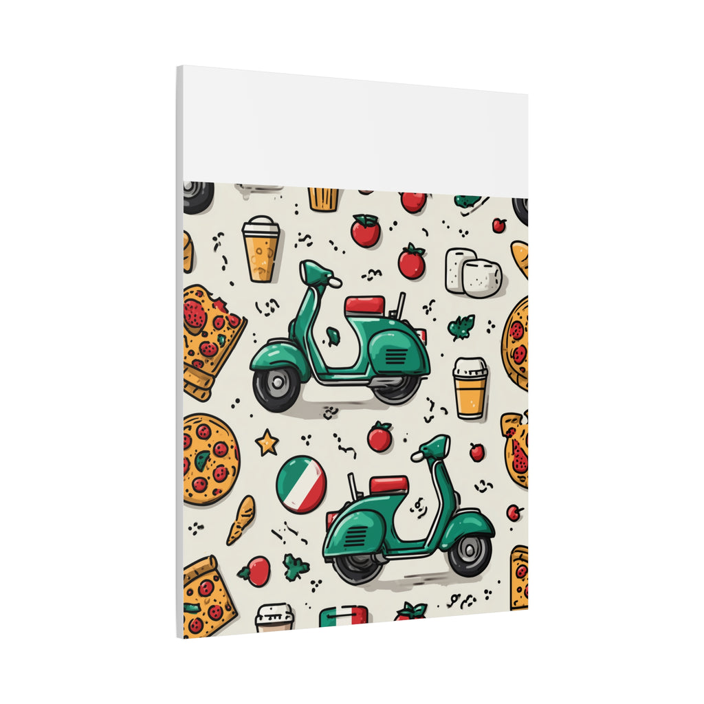 Vibrant Travel Nostalgia Canvas Art, Scooter Decor, Foodie Wall Art, Fun Home Decor, Gift for Adventurers, Kitchen Wall Hanging