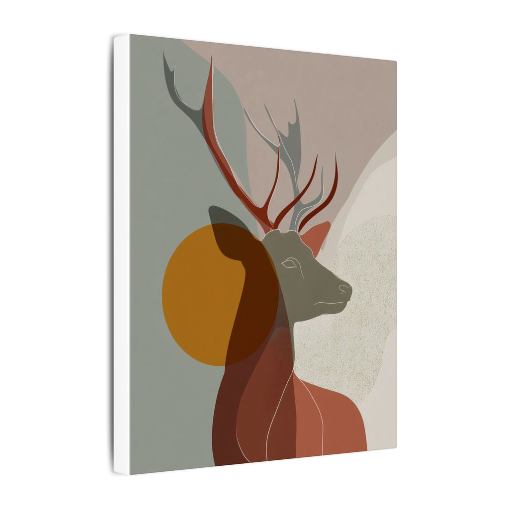 Majestic Deer in Abstraction: Minimalist Geometric Design, Earthy Tones, Mid-Century Modern Art   |  Personalized & Custom Orders Available