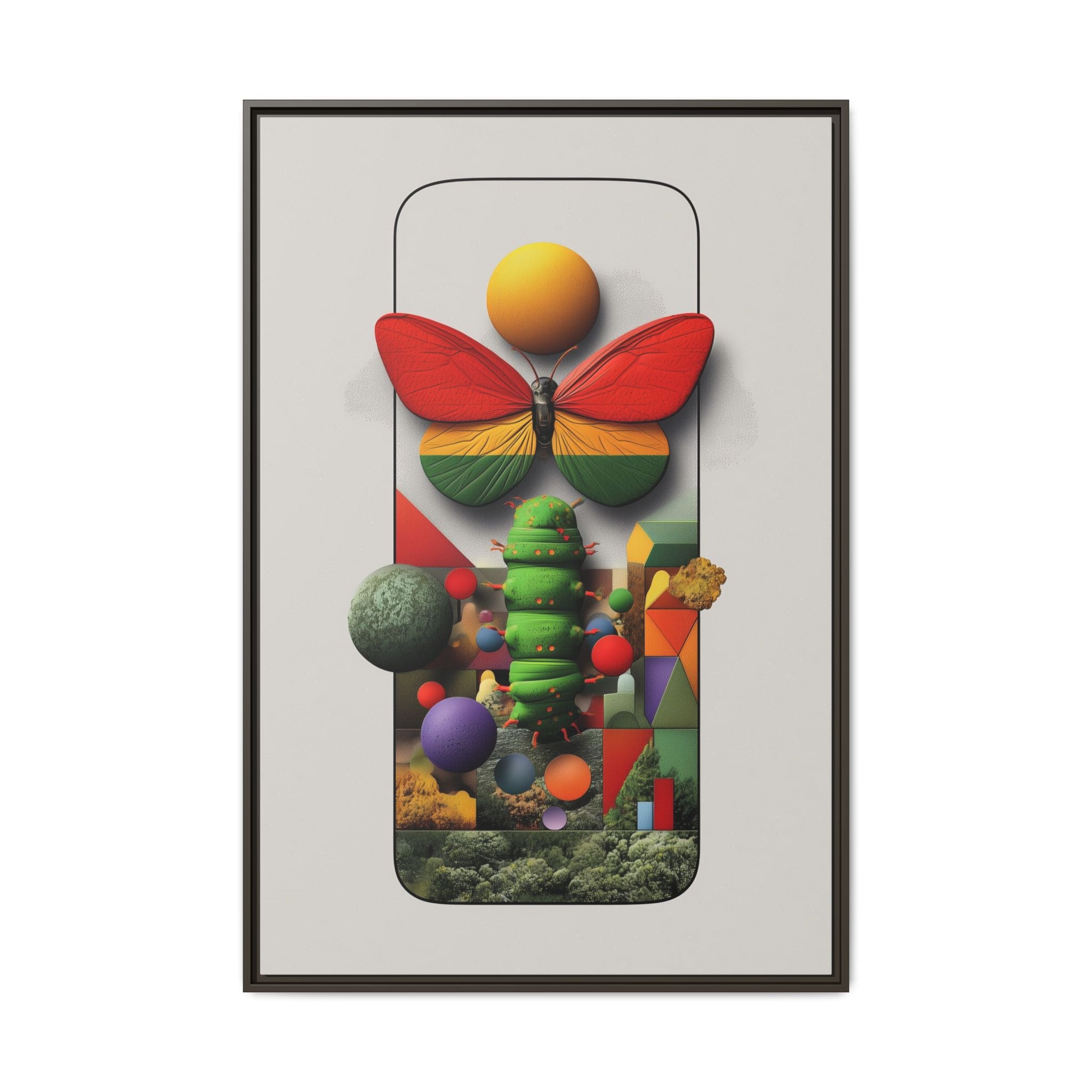 Metamorphosis Framed Print : Geometric Nature Transformation, Vibrant Butterfly Composition   |  Personalized & Custom Orders Available