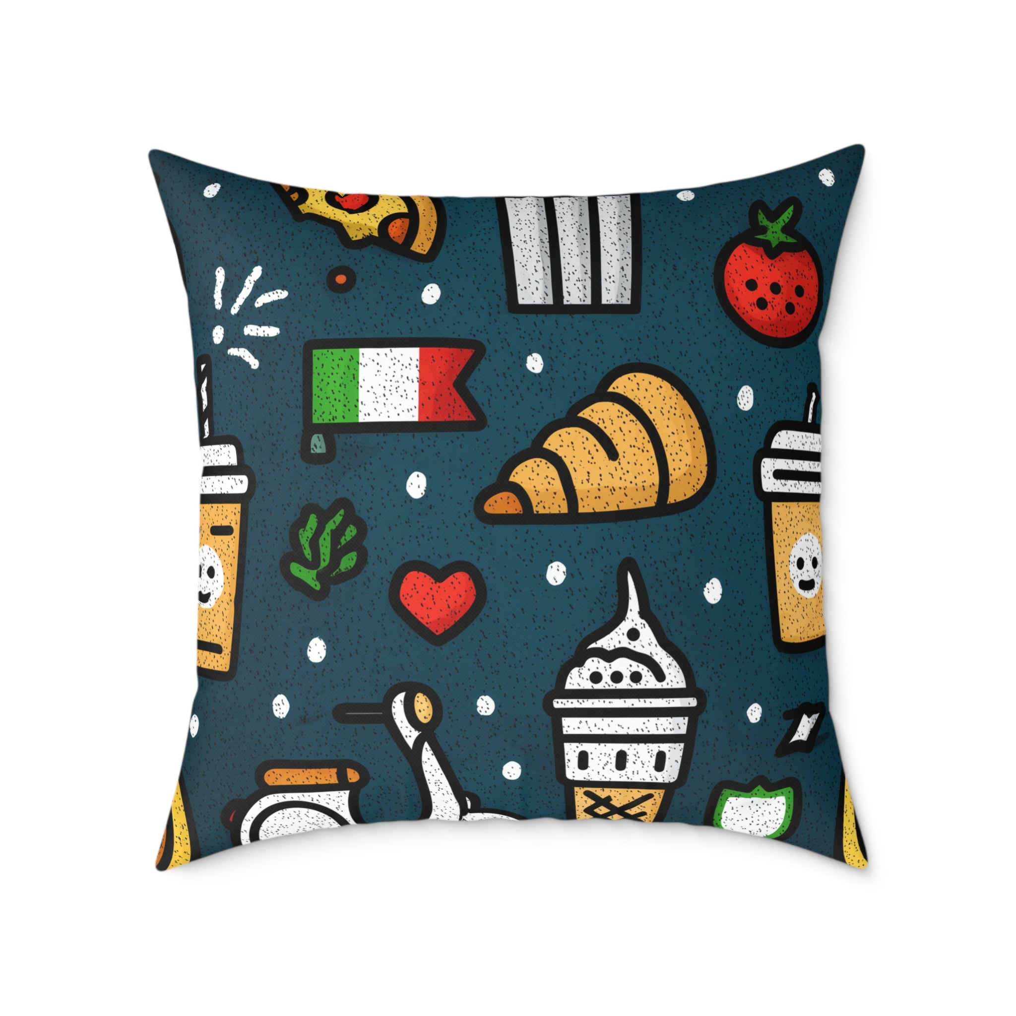 Charming Italy Themed Decorative Pillow, Cozy Couch Accent, Kitchen Decor, Gift for Food Lovers, Fun Home Accessories
