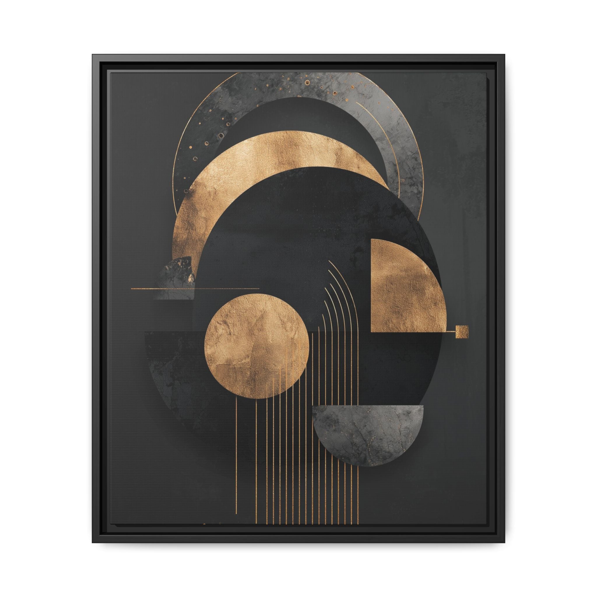 Geometric Resonance: Abstract Gold and Black Design, Minimalist Architectural Art, Modern Metallic Composition   |   Custom Orders Accepted