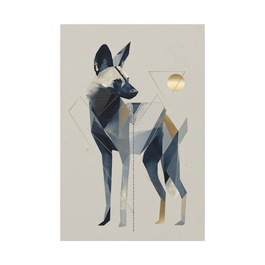 Geometric Canine: Abstract Dog Portrait, Modern Graphic Design, Metallic Blue Composition   |  Personalized & Custom Orders Available