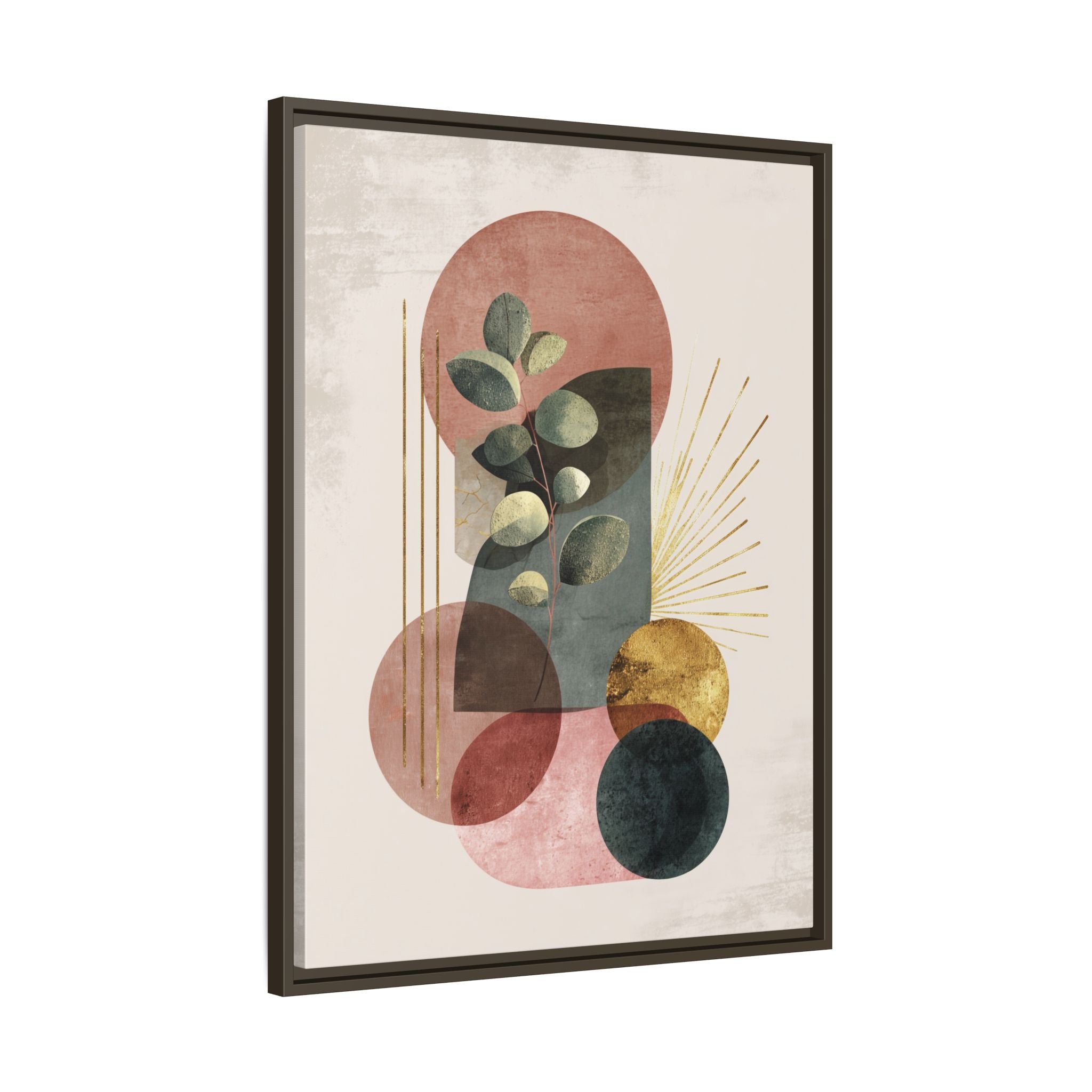 Botanical Geometric Symphony: Eucalyptus Harmony, Metallic Intersections, Modern Earth Tones   |   Custom Orders Accepted