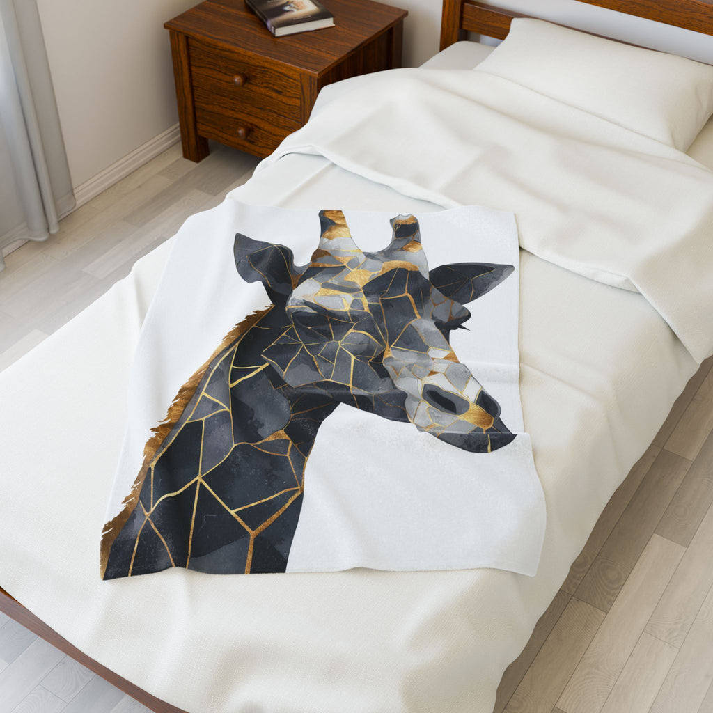 Geometric Giraffe Doona Cover: Modern Mosaic, Angular Metallic Design, Contemporary Animal Art   |  Personalized & Custom Orders Available