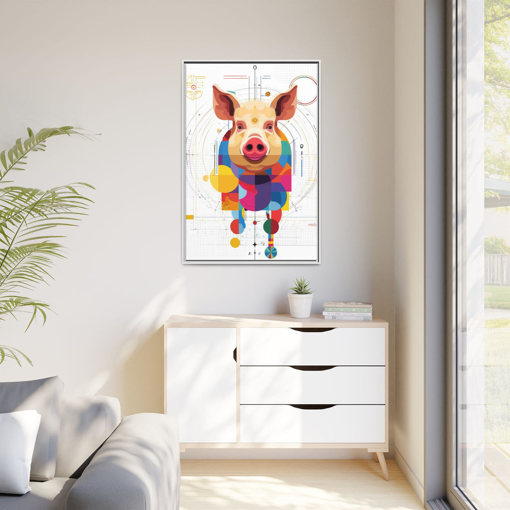 Geometric Pig: Digital Cubist Portrait, Mathematical Animal Abstraction   |    Custom Orders Available