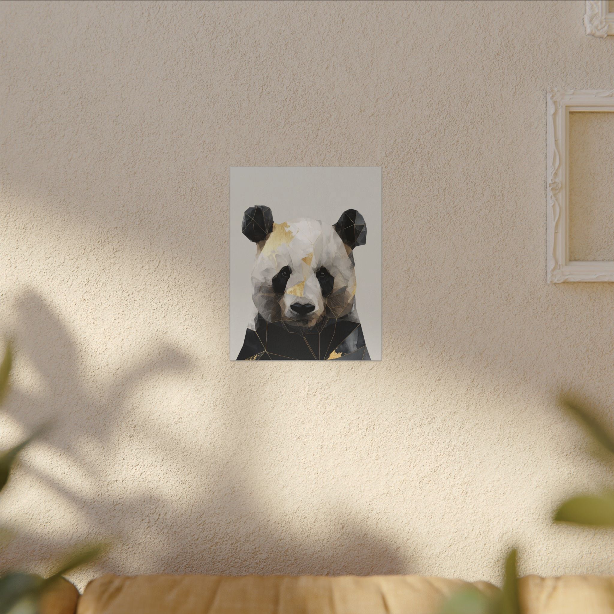 Geometric Panda: Low Poly Art, Contemporary Wildlife Portrait, Metallic Triangular Design   |  Personalized & Custom Orders Available