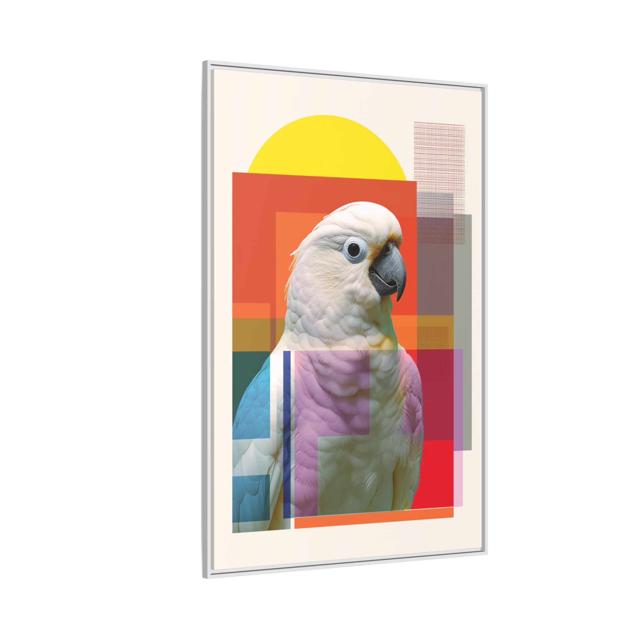 Cockatoo Chromatics Framed Print: Geometric Wildlife Portrait, Contemporary Art Print   |  Personalized & Custom Orders Available