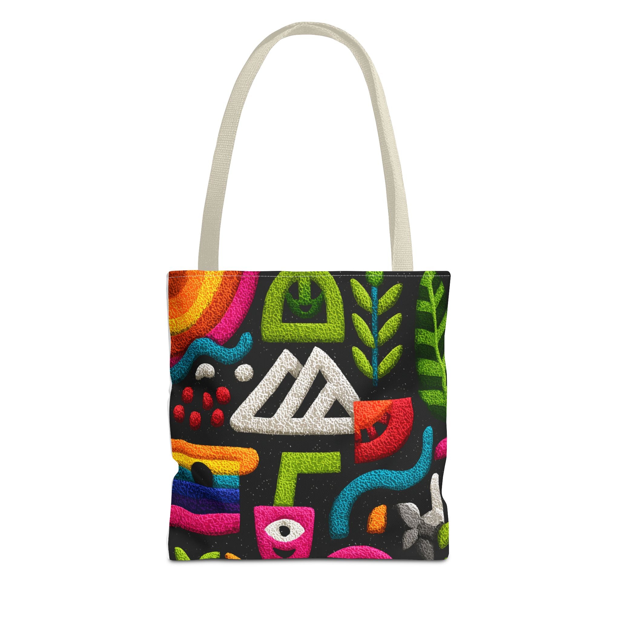 Colorful AOP Tote Bag, Vibrant Art Tote, Eco-Friendly Shopping Bag, Trendy Beach Bag, Unique Gift for Art Lovers