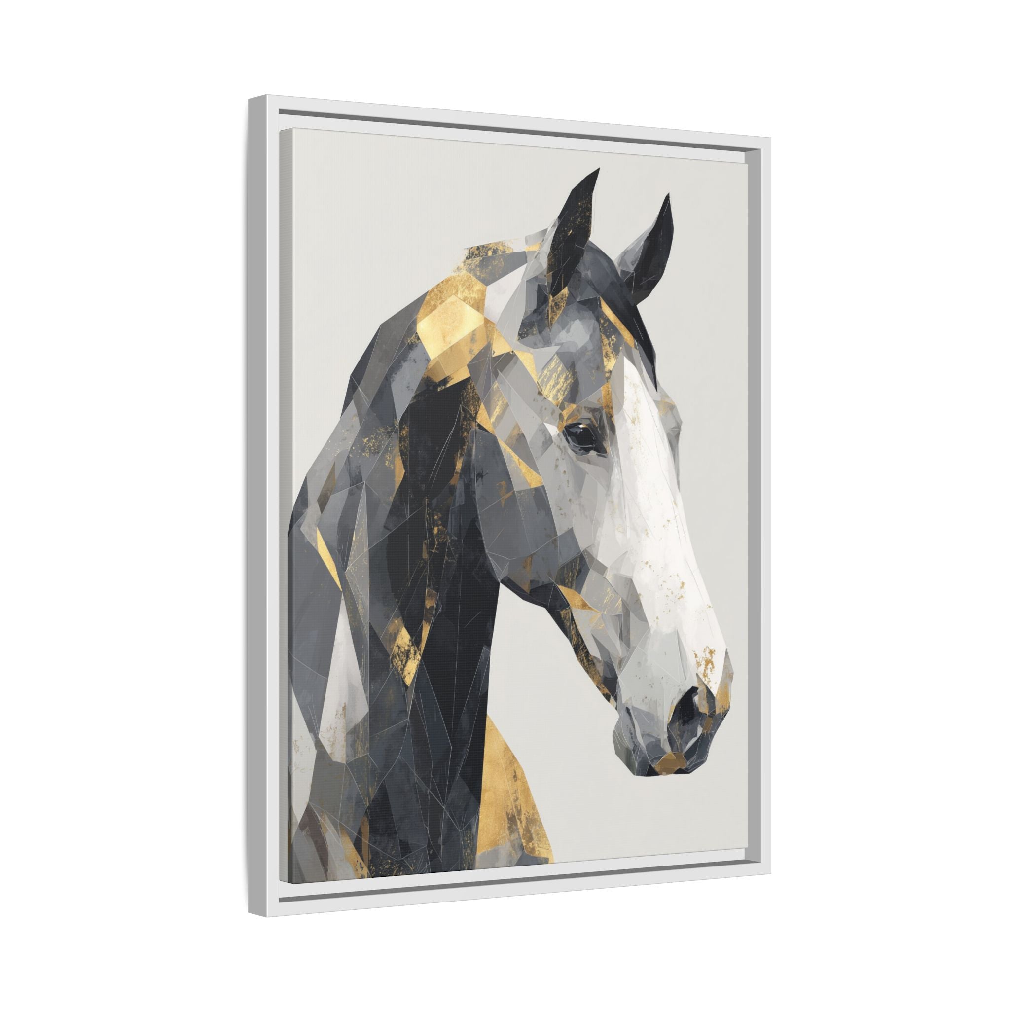 Geometric Stallion: Cubist Equine Art, Modern Metallic Polygonal Design   |  Personalized & Custom Orders Available