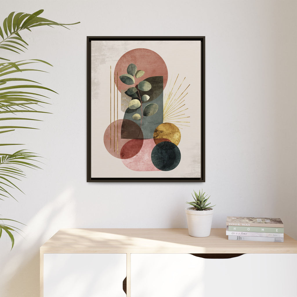 Botanical Geometric Symphony: Eucalyptus Harmony, Metallic Intersections, Modern Earth Tones   |   Custom Orders Accepted