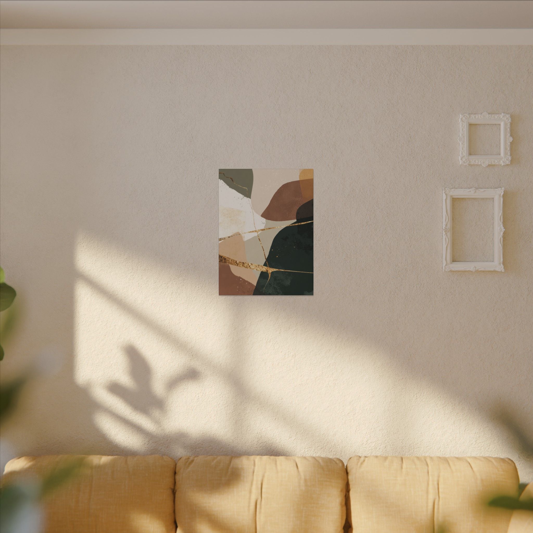 Canvas Print, Abstract Earthy Gold Wall Art, Modern Designer Home Decor, Stretched Matte Canvas; Thick, Multi-Size, Office Decor