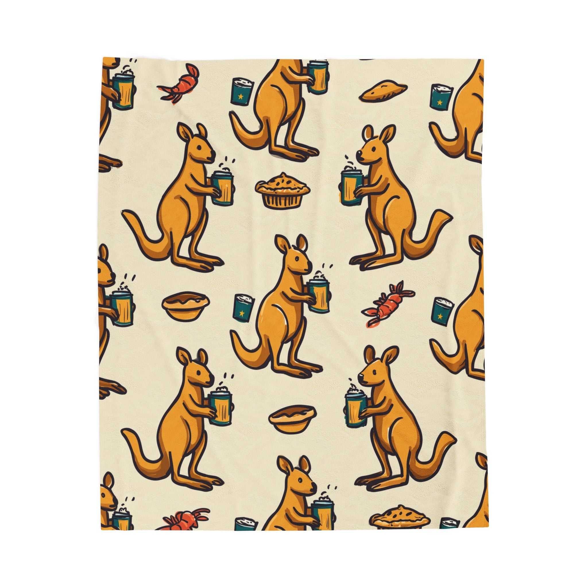 Kangaroo Cafe Companions: Whimsical Beverage Pattern, Playful Cartoon Illustration   |   Custom Orders Accepted
