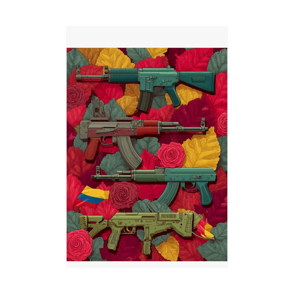 Vibrant Gun Art Vertical Poster, Unique Wall Decor, Military Theme Art, Home Office Decoration, Gift for Gun Enthusiasts
