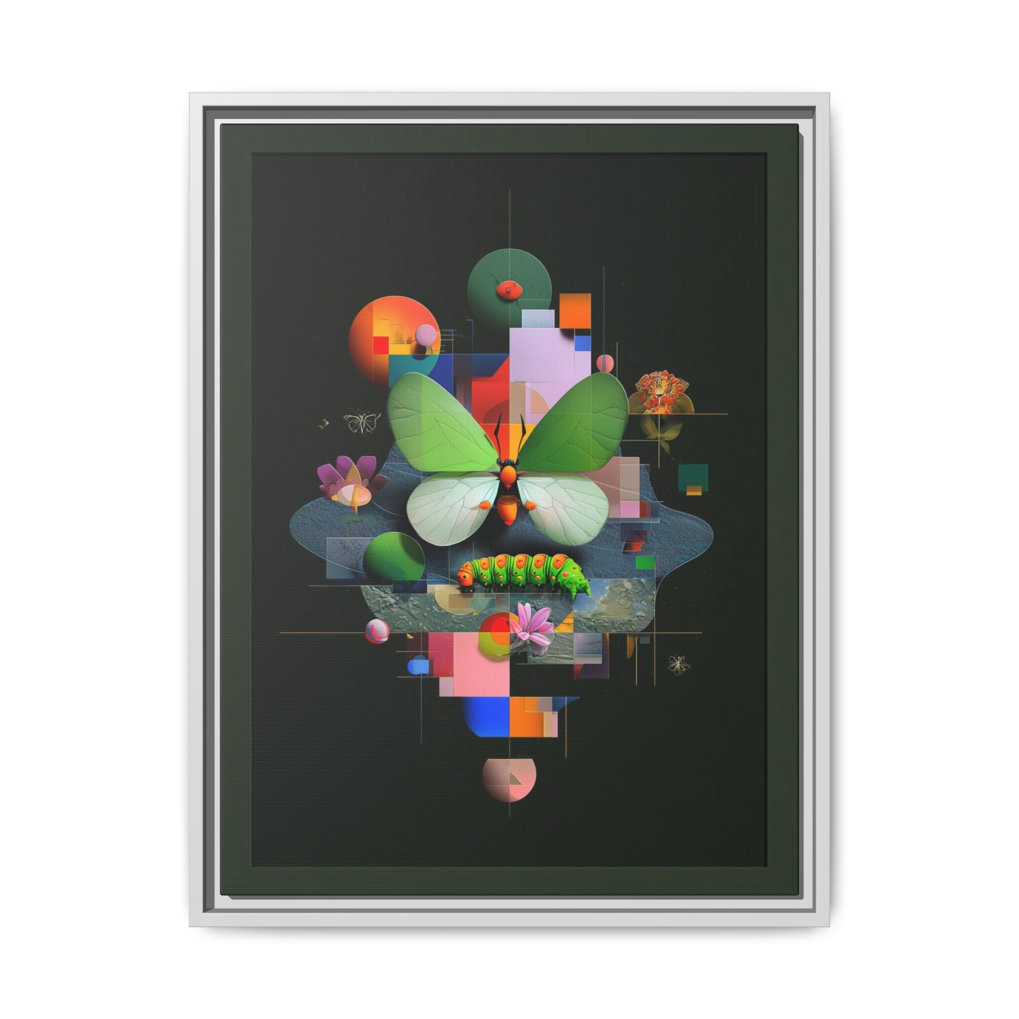 Metamorphosis Geometry Framed Print : Digital Nature Synthesis, Butterfly Abstraction   |  Personalized & Custom Orders Available