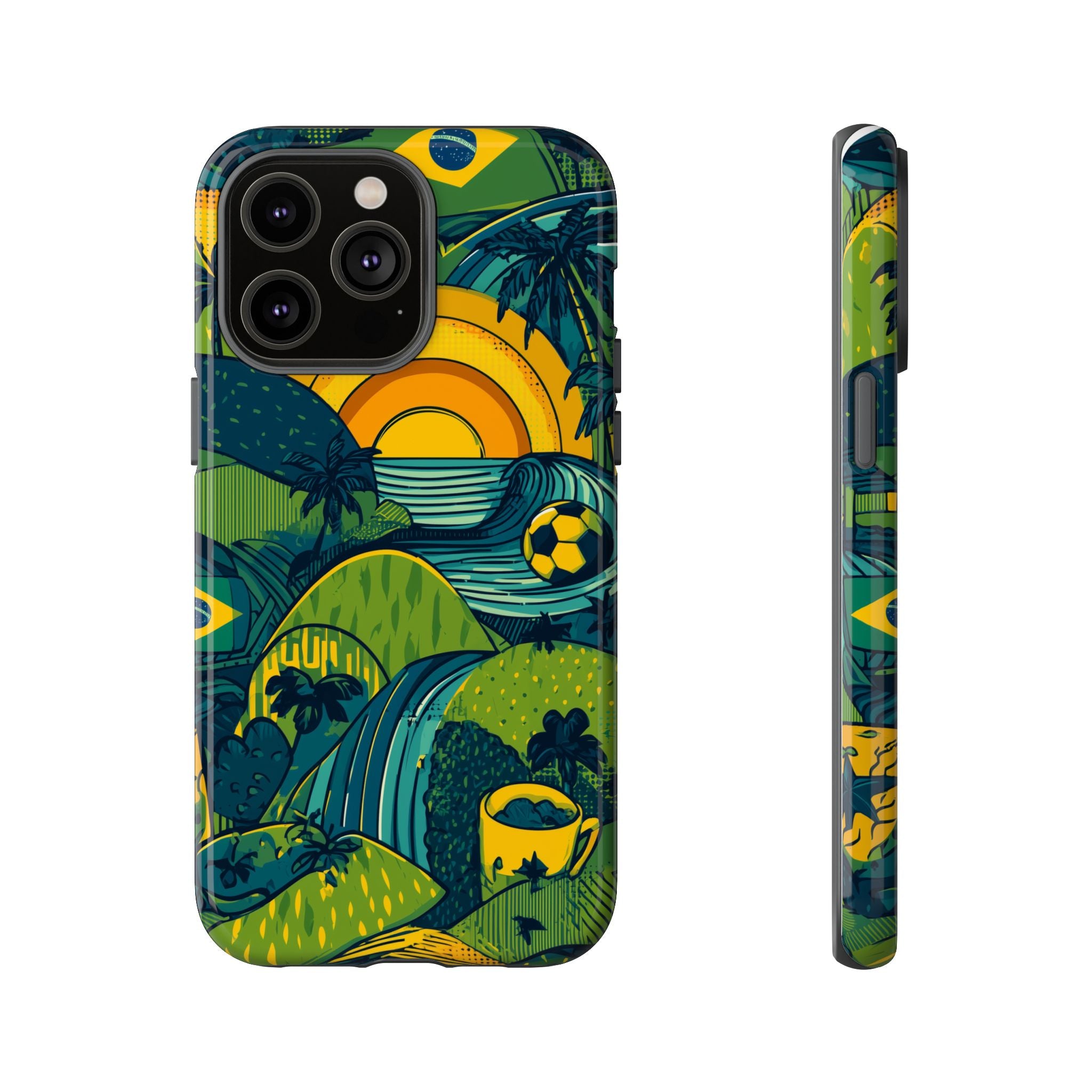 Brazil Tough Cases: Sporty Tropical Phone Case, Fun Beach Vibe Phone Accessory, Summer Travel Gift, Colorful Phone Cover, Casual Style Tech