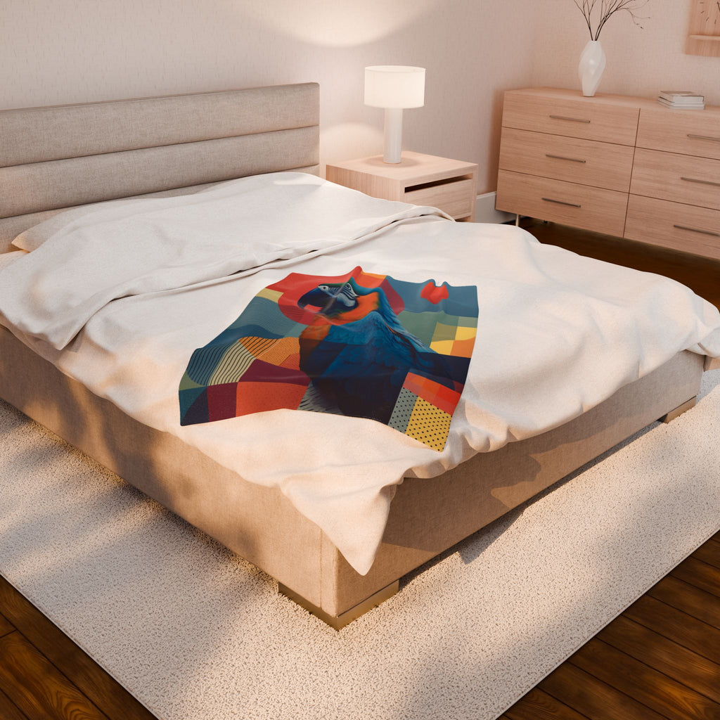 Geometric Macaw Quilt Cover, Doona Cover, Duvet : Abstract Avian Symphony, Contemporary Art Print   |    Custom Orders Available
