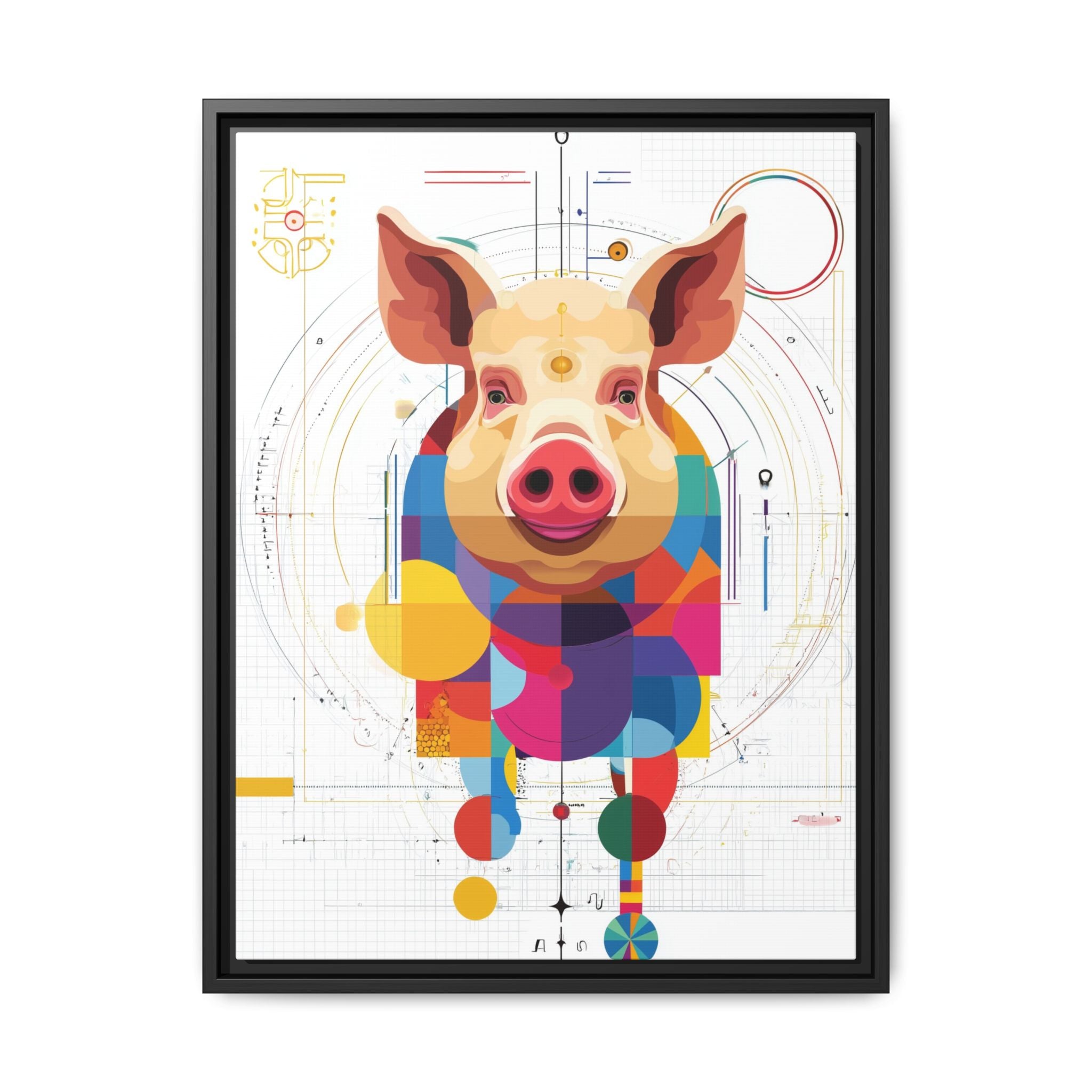 Geometric Pig: Digital Cubist Portrait, Mathematical Animal Abstraction   |    Custom Orders Available