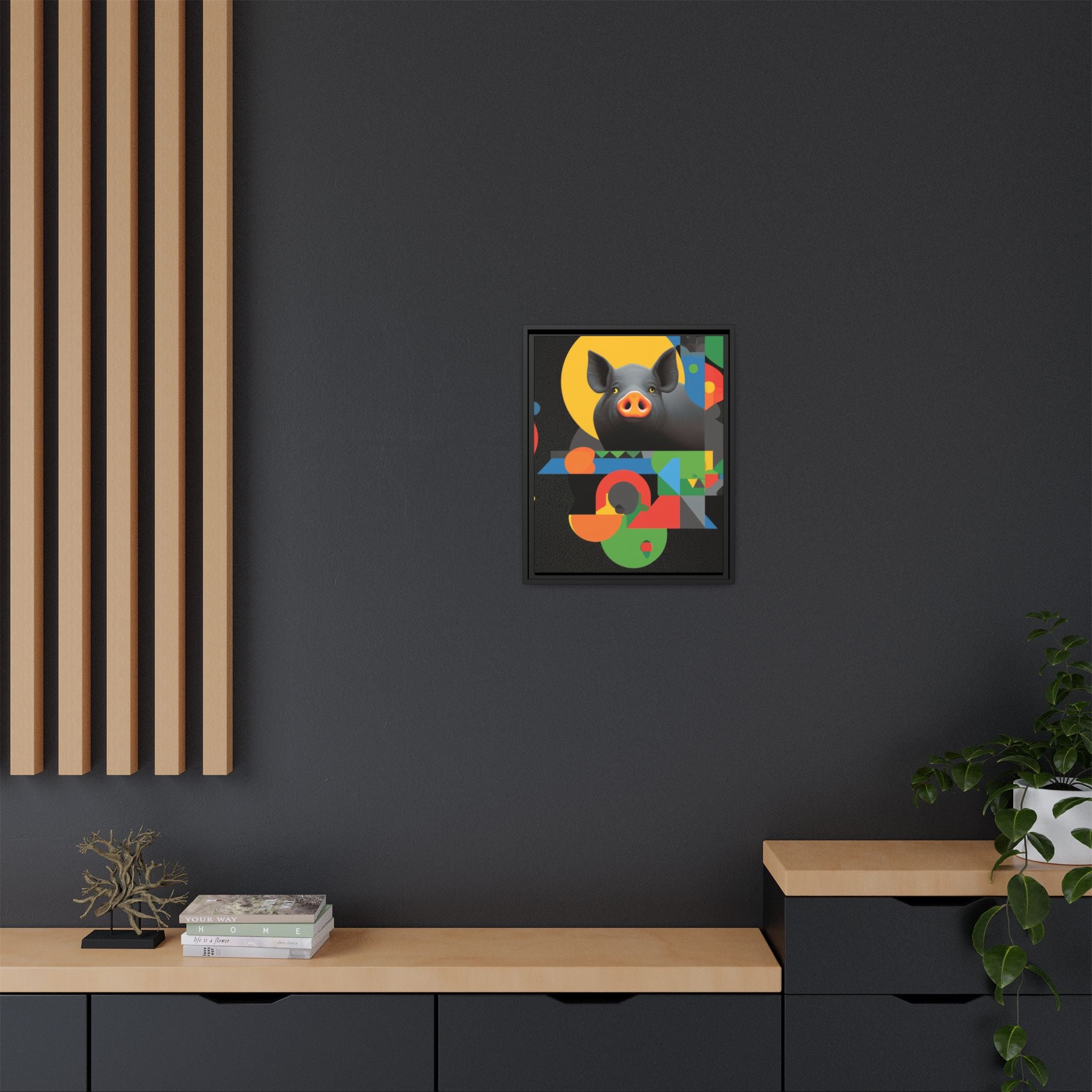 Geometric Pig Poster: Abstract Graphic Design, Colorful Modernist Composition   |    Custom Orders Available