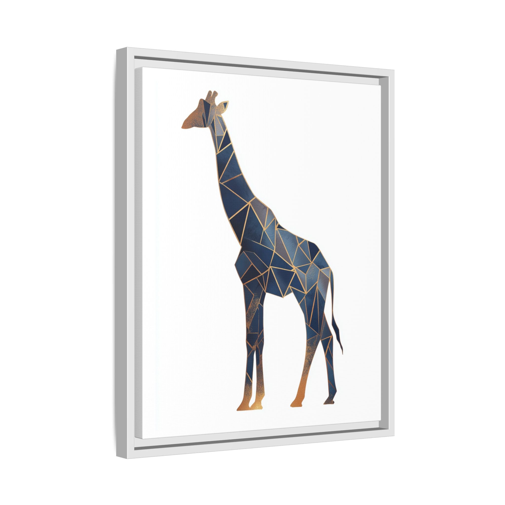 Geometric Giraffe Framed Print : Faceted Blue Mosaic, Modern Wildlife Art   |  Personalized & Custom Orders Available
