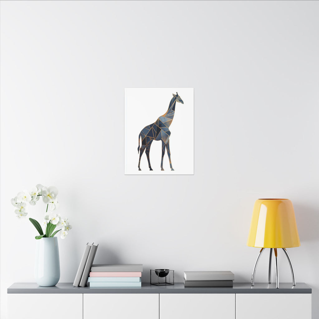 Geometric Giraffe: Low Poly Wildlife Art, Blue Polygon Design, Modern Abstract Animal Portrait   |  Personalized & Custom Orders Available
