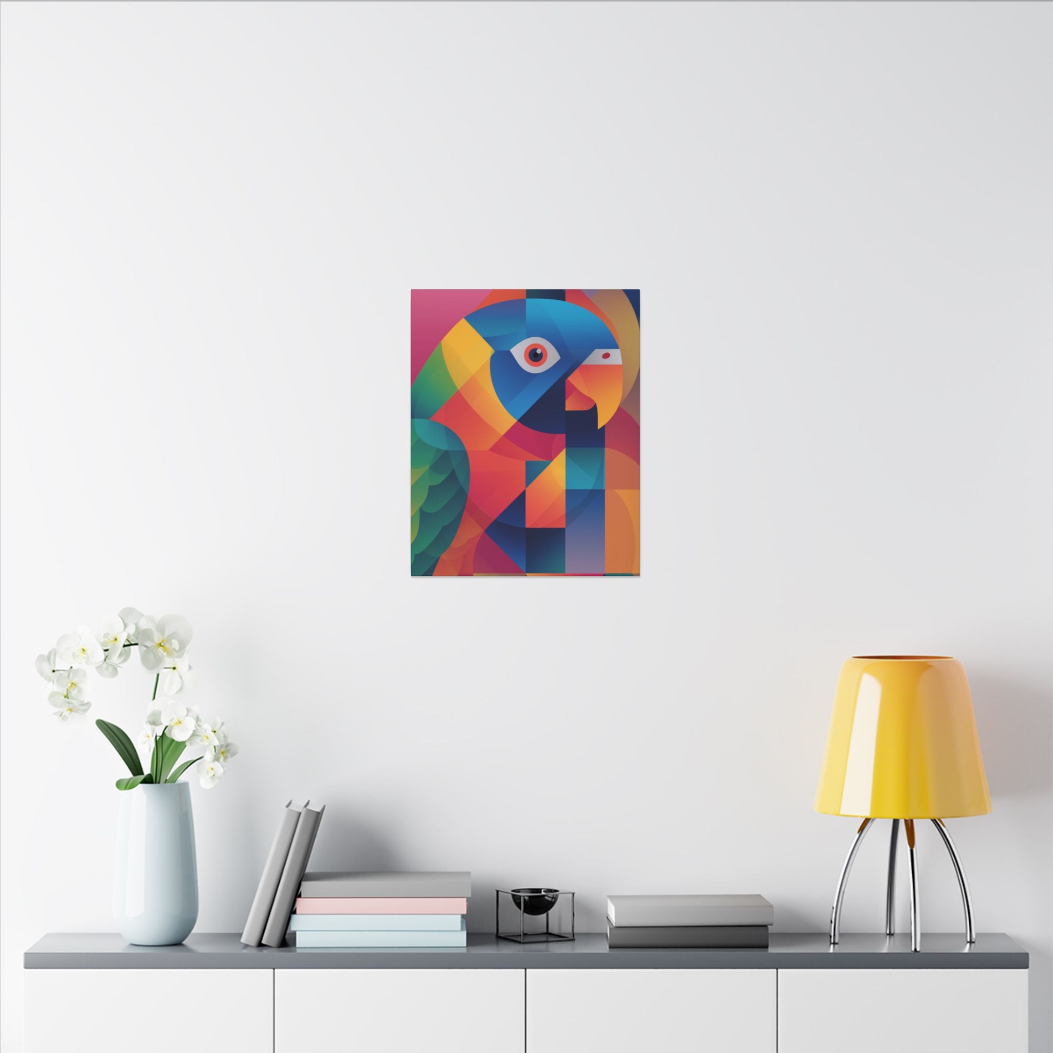 Prismatic Parrot: Cubist Digital Art, Geometric Color Explosion   |    Custom Orders Available