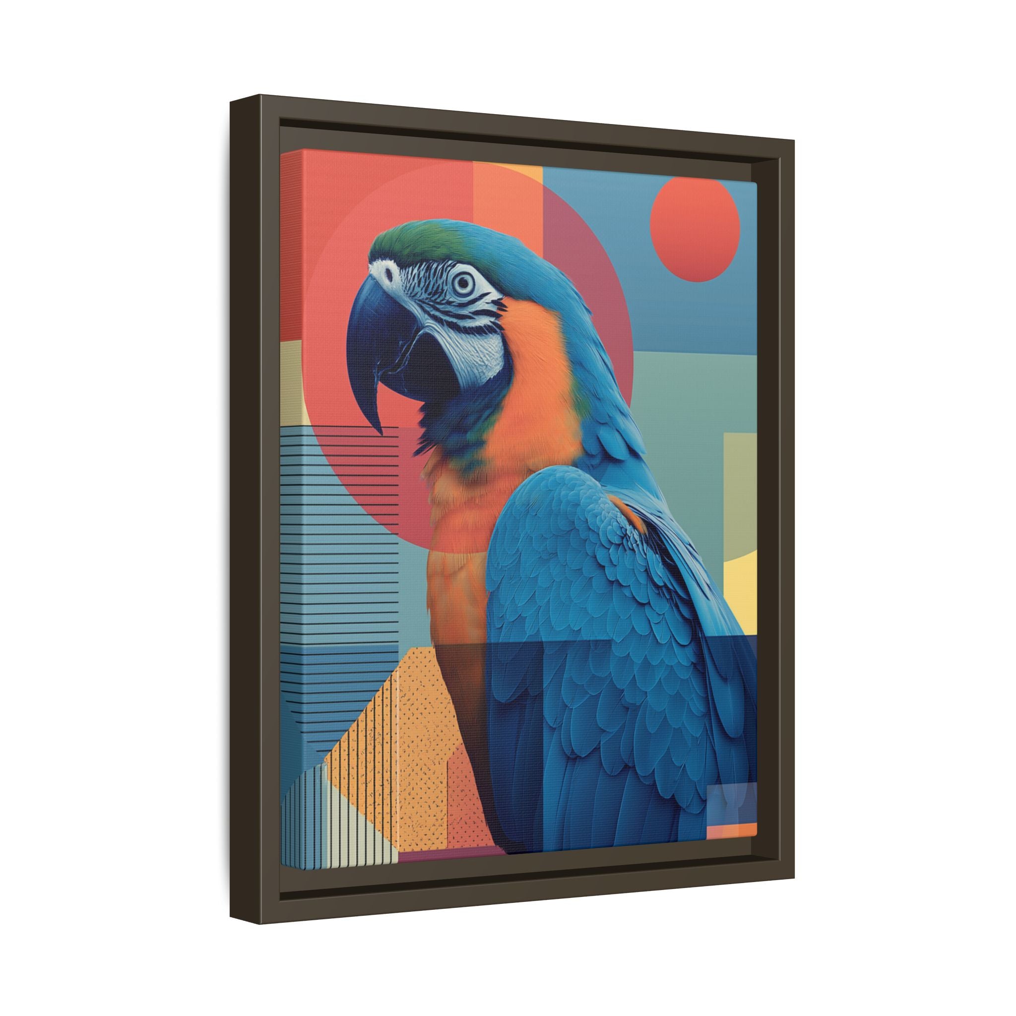 Macaw Geometric Framed Print : Mid-Century Modern Bird Art, Tropical Parrot Print   |  Personalized & Custom Orders Available